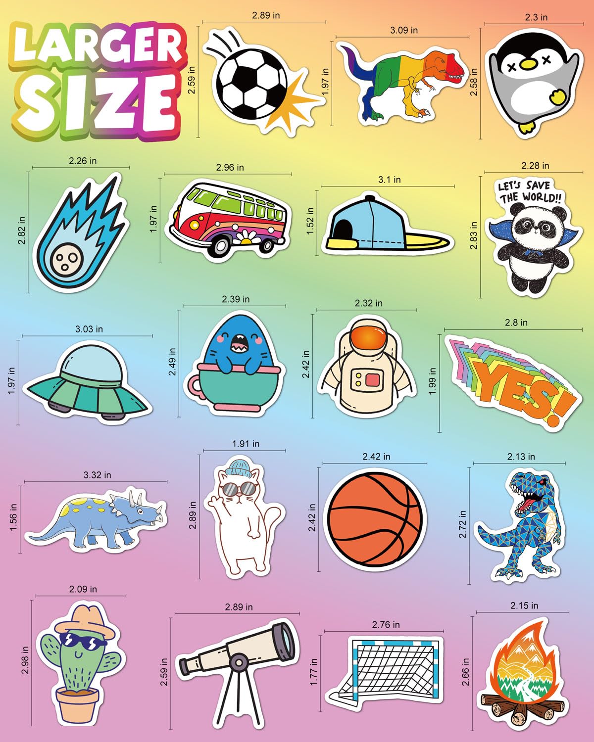EAPHANT Water Bottle Stickers – 100 Pcs Waterproof Vinyl Stickers Pack for Kids
