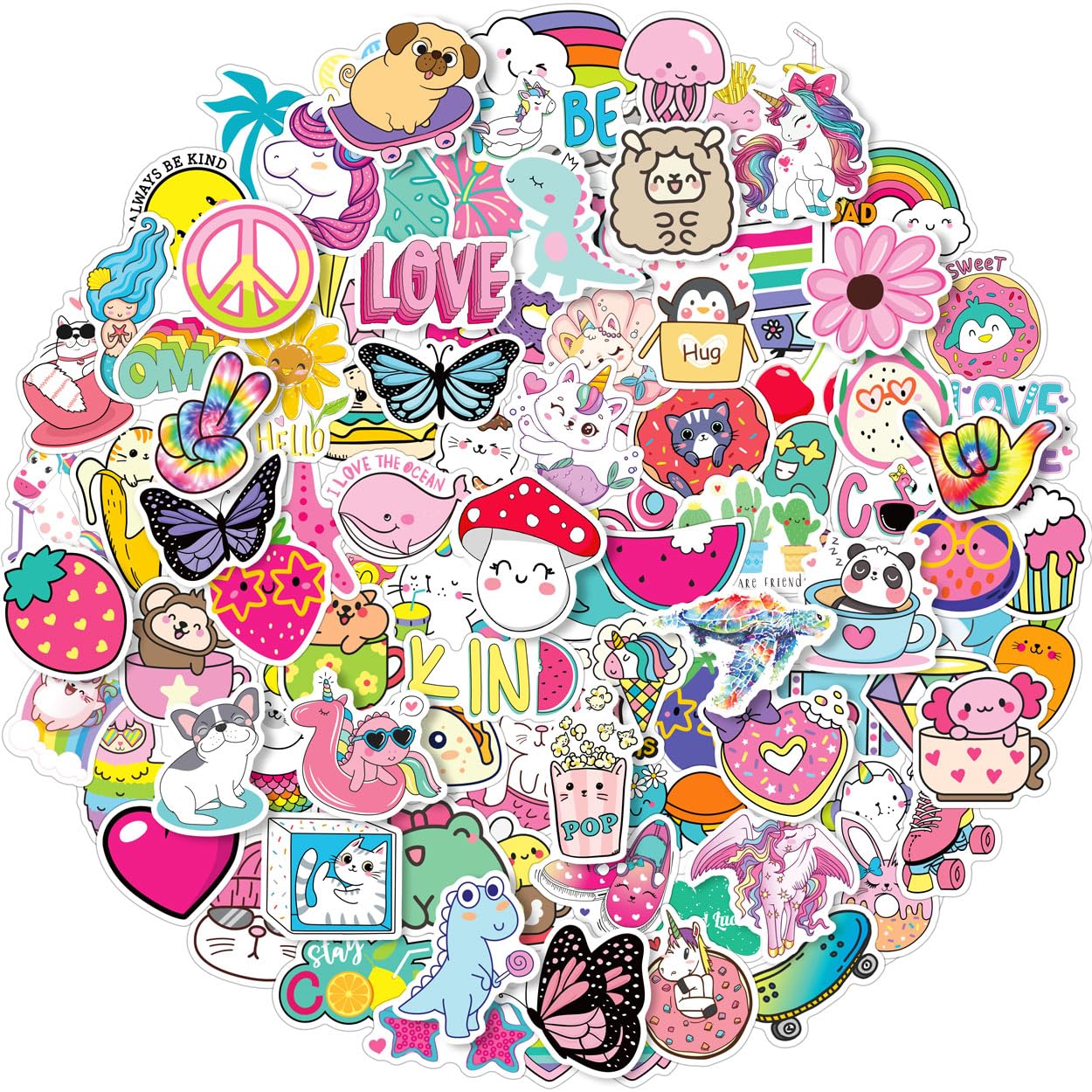 EAPHANT Water Bottle Stickers for Kids – 100 Waterproof Vinyl Stickers Pack for Girls & Boys