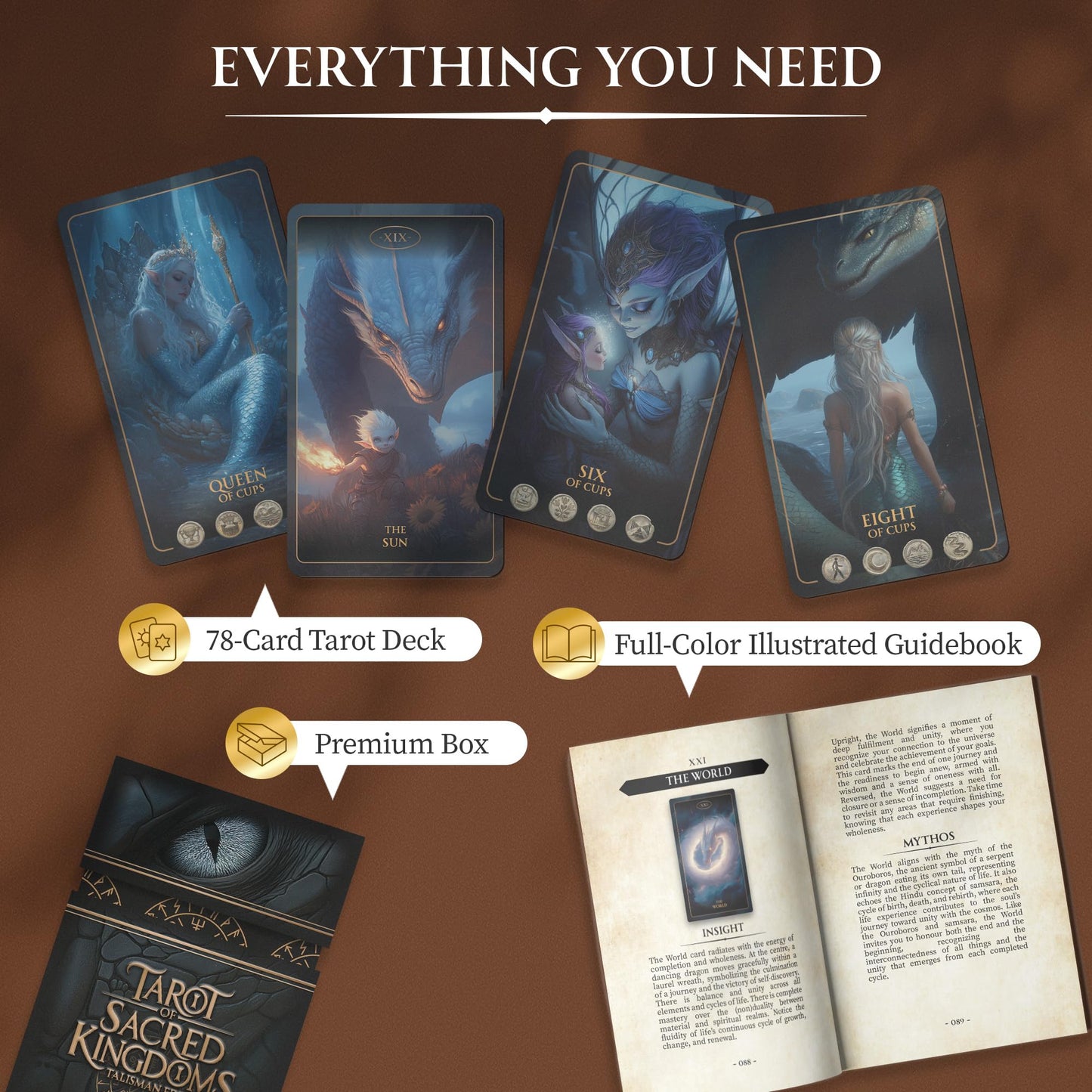 Earth Moon Magick Tarot of Sacred Kingdoms Talisman Edition – 78-Card Deck with Guidebook for Beginners