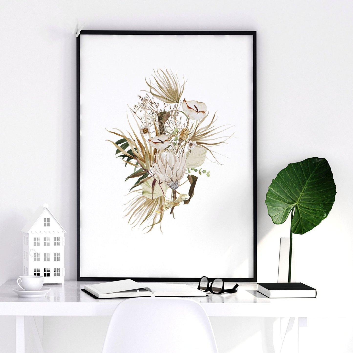 Framed print for bathroom | set of 3 Earth toned Botanical wall prints