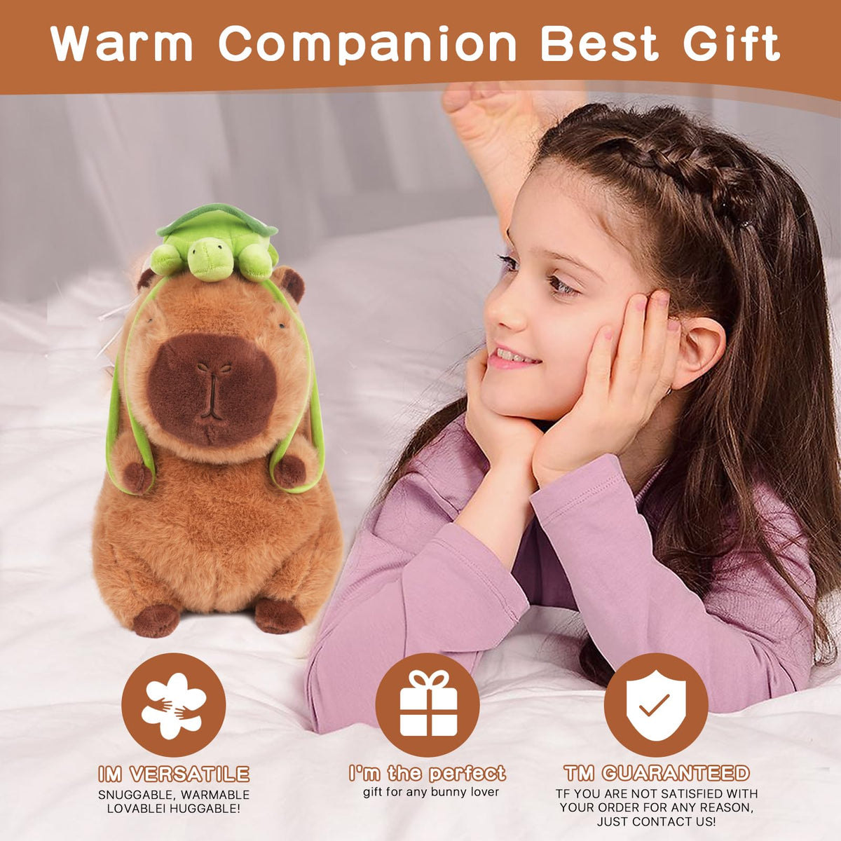 EASELR EASYLR 12-Inch Cute Capybara Plush with Turtle Backpack | Soft Plush Toy & Pillow for Kids