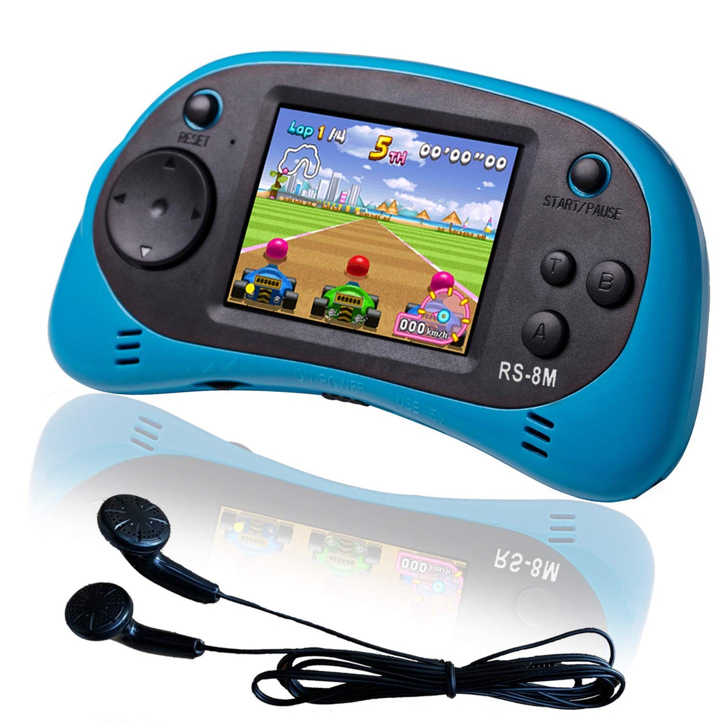 EASEGMER 16Bit Kids Handheld — 220 Built-in HD Games, 2.5" Portable Game Player with Headphones (Blue)