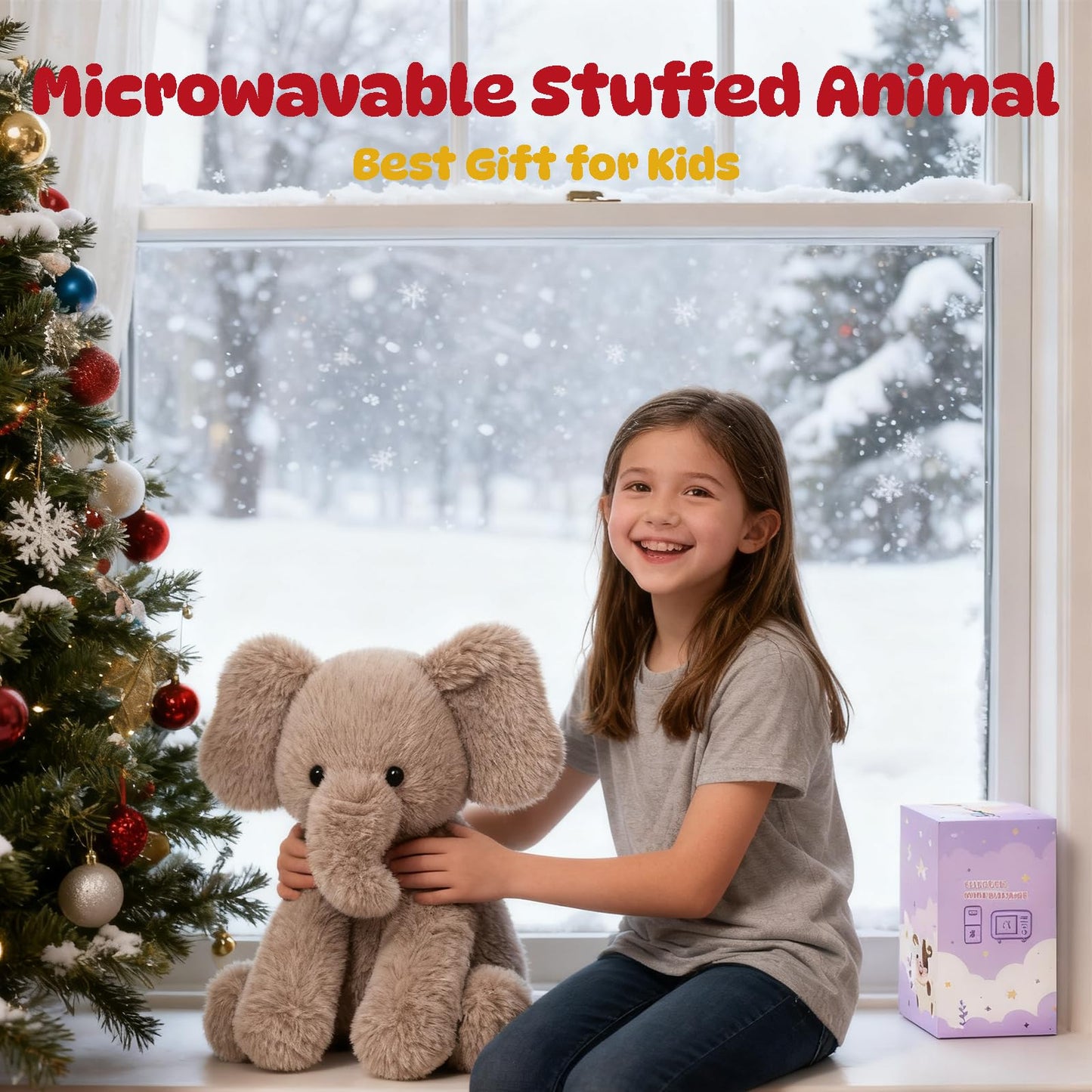 Easfan Microwavable Weighted Elephant Plush – Warmth, Comfort & Lavender Scent (12.5in)