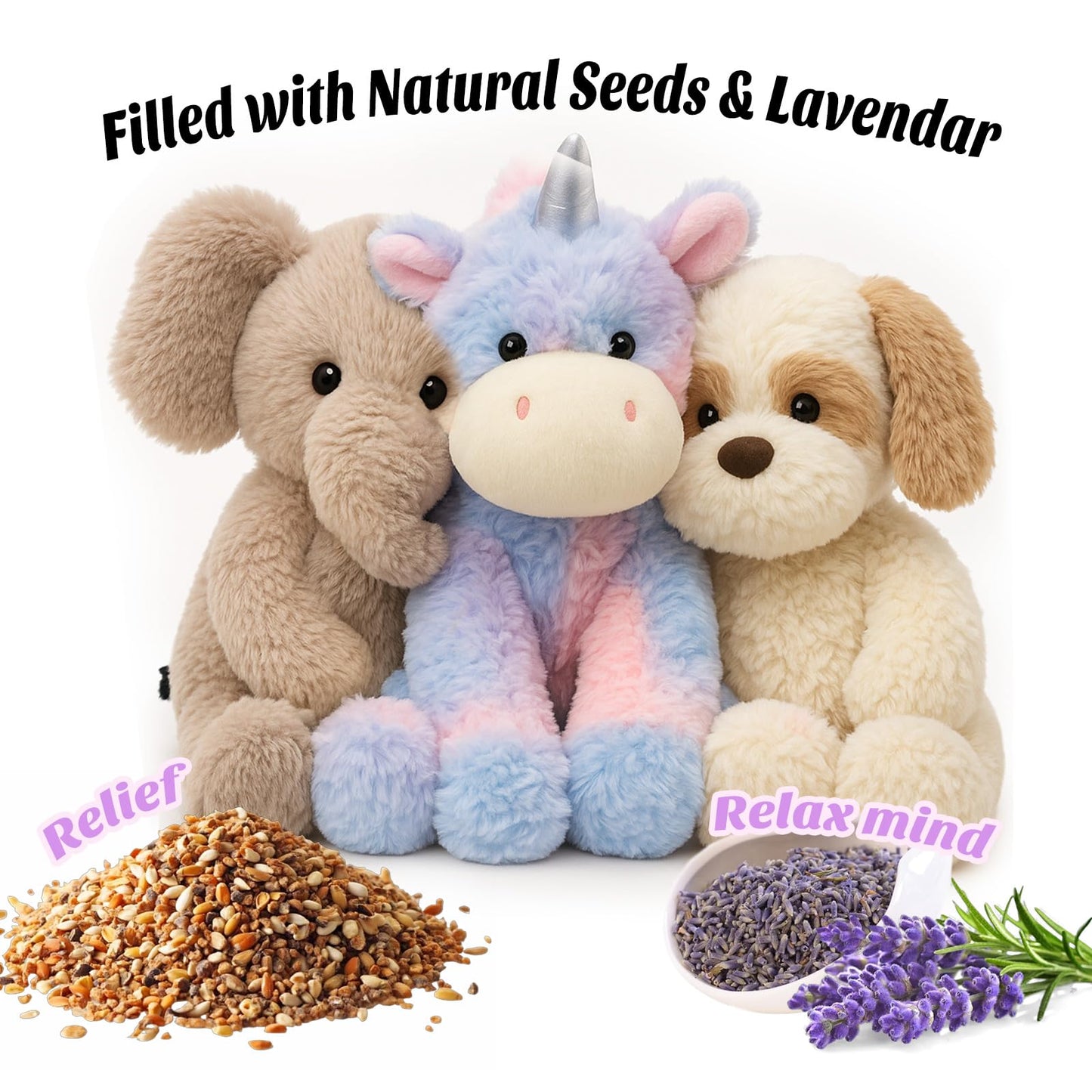 Easfan Microwavable Weighted Elephant Plush – Warmth, Comfort & Lavender Scent (12.5in)