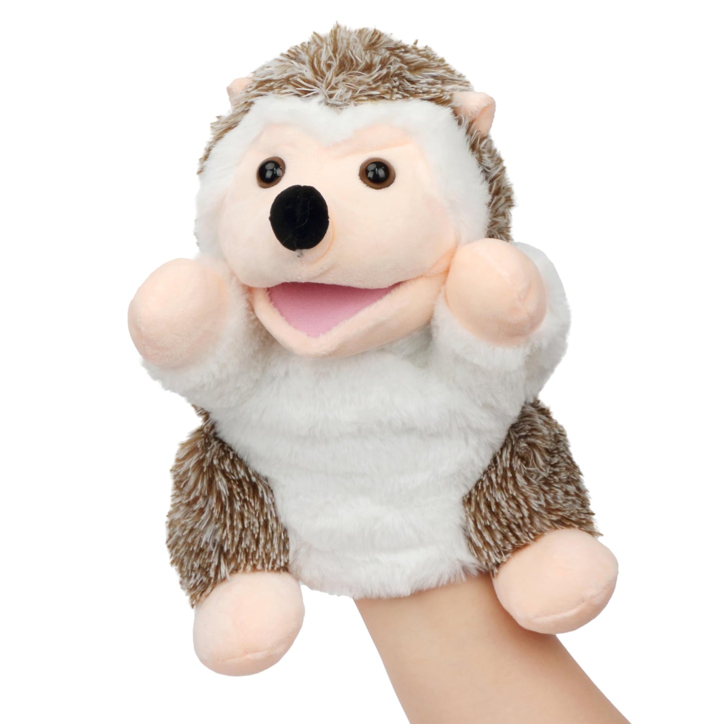 Easfan Hedgehog Hand Puppet – Movable Mouth Plush Storytelling Toy (10”)