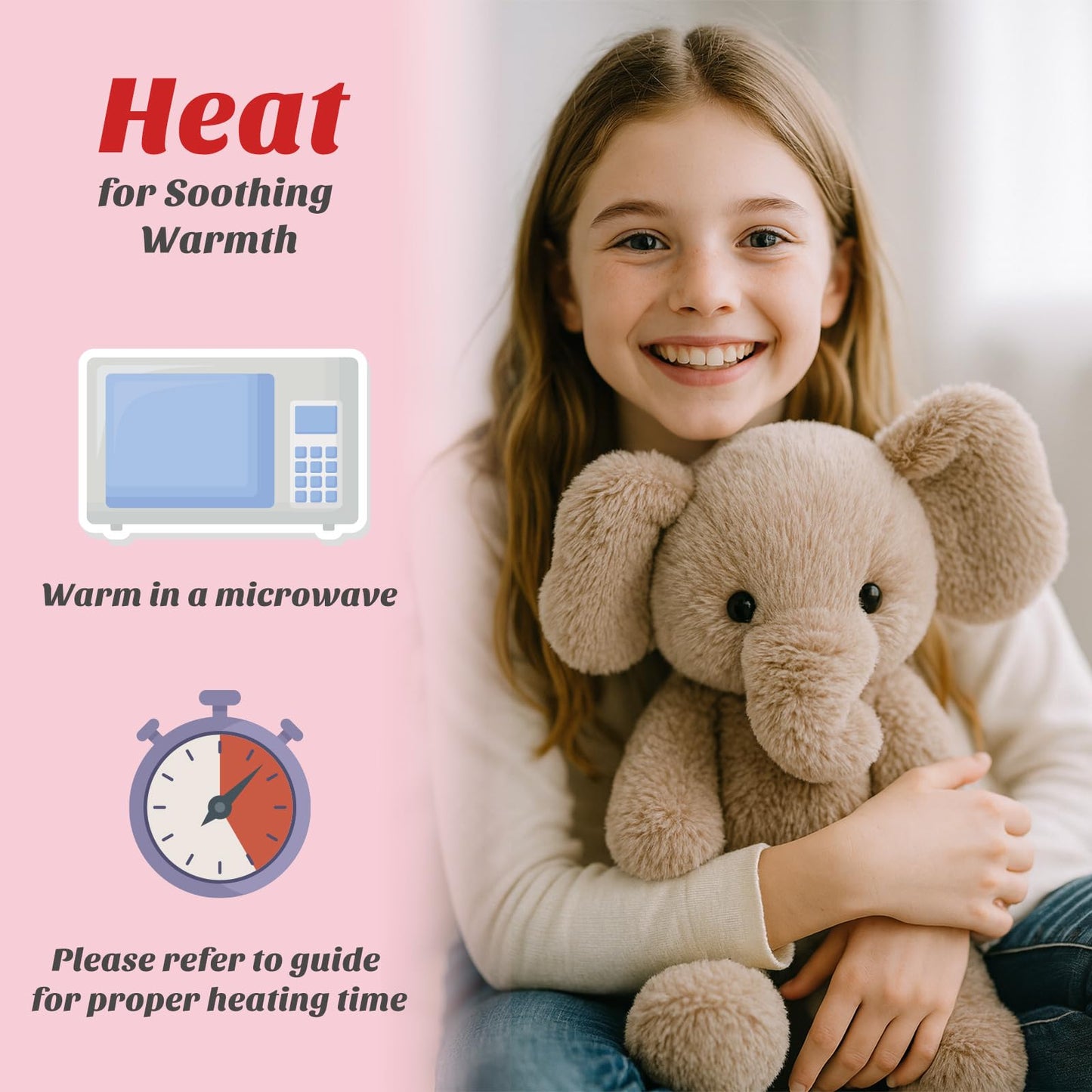 Easfan Microwavable Weighted Elephant Plush – Warmth, Comfort & Lavender Scent (12.5in)