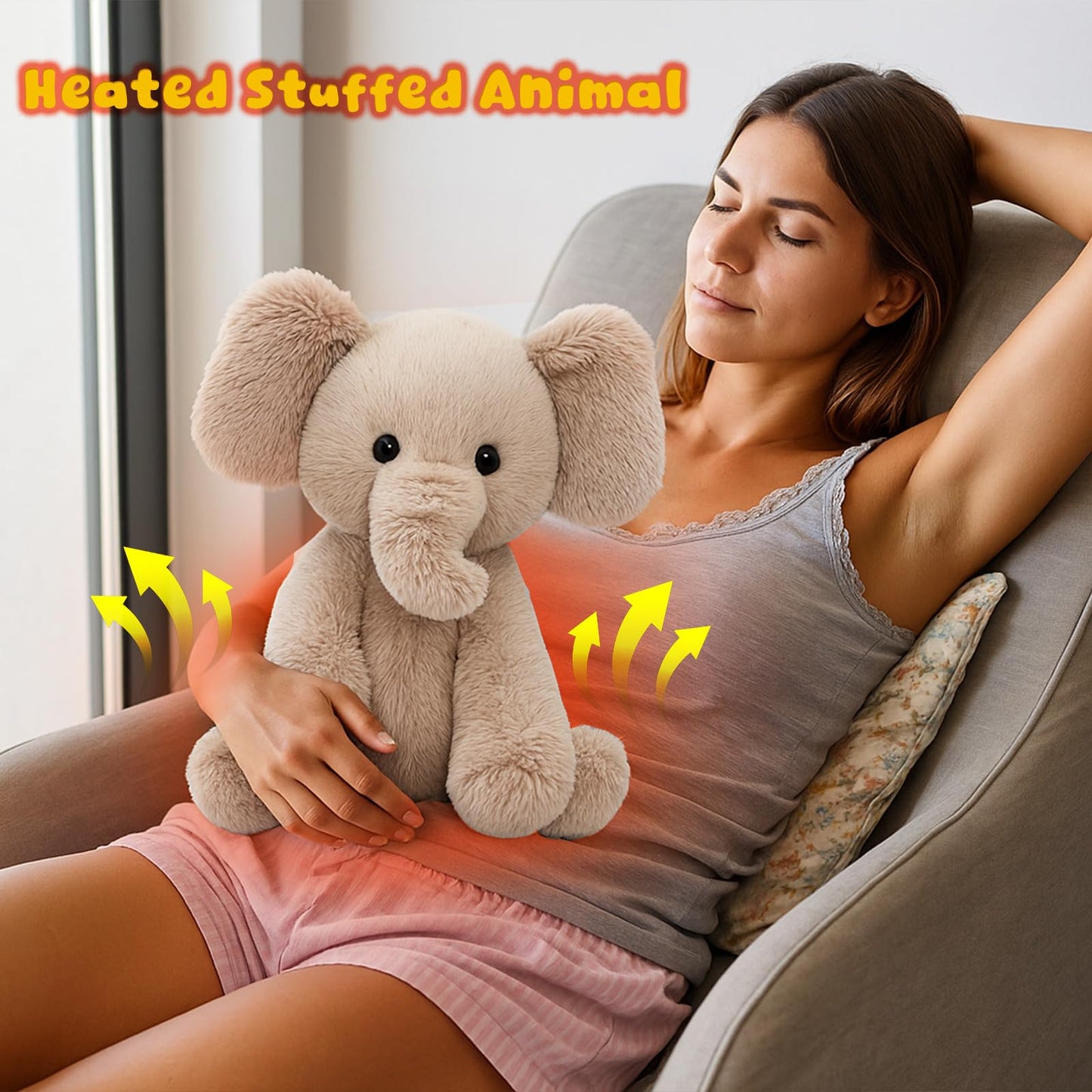 Easfan Microwavable Weighted Elephant Plush – Warmth, Comfort & Lavender Scent (12.5in)