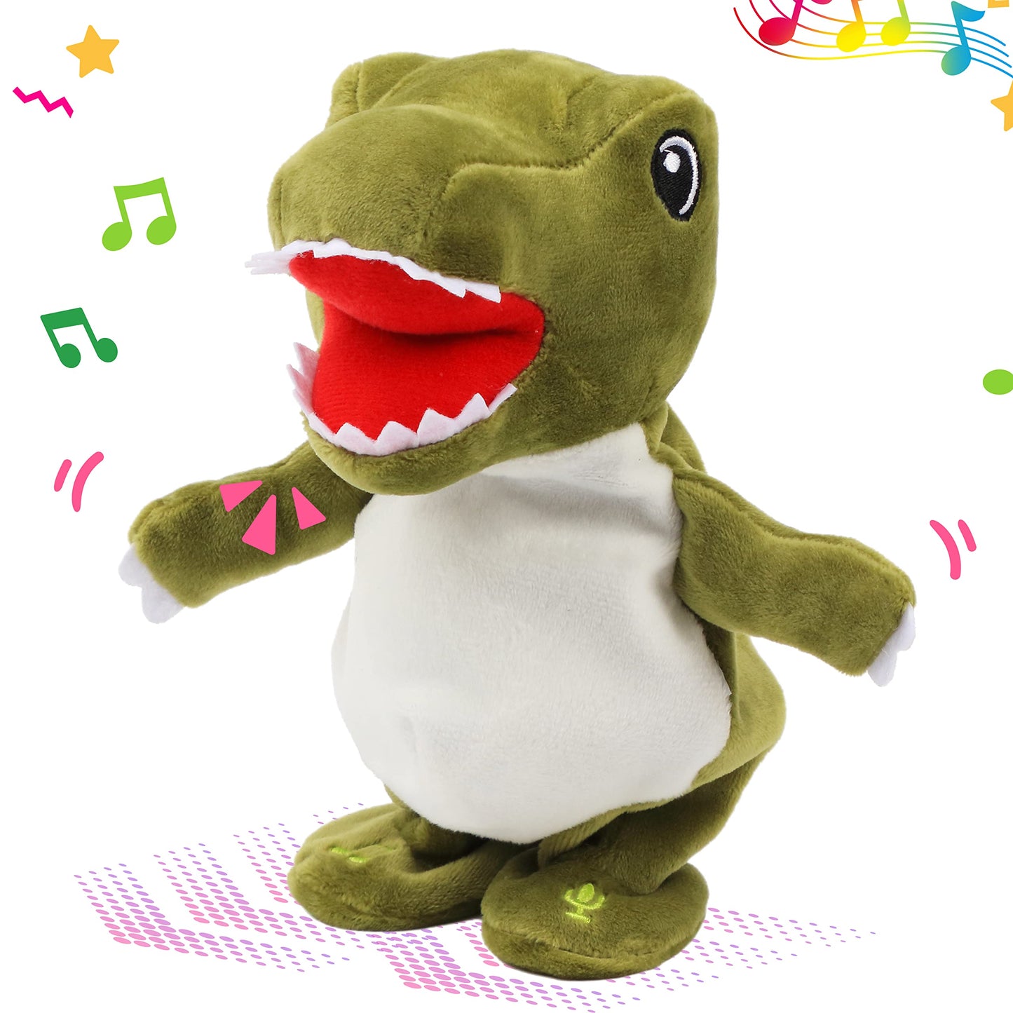 Easfan Talking Dinosaur Toy — Repeats What You Say, Walks & Sings (8”)