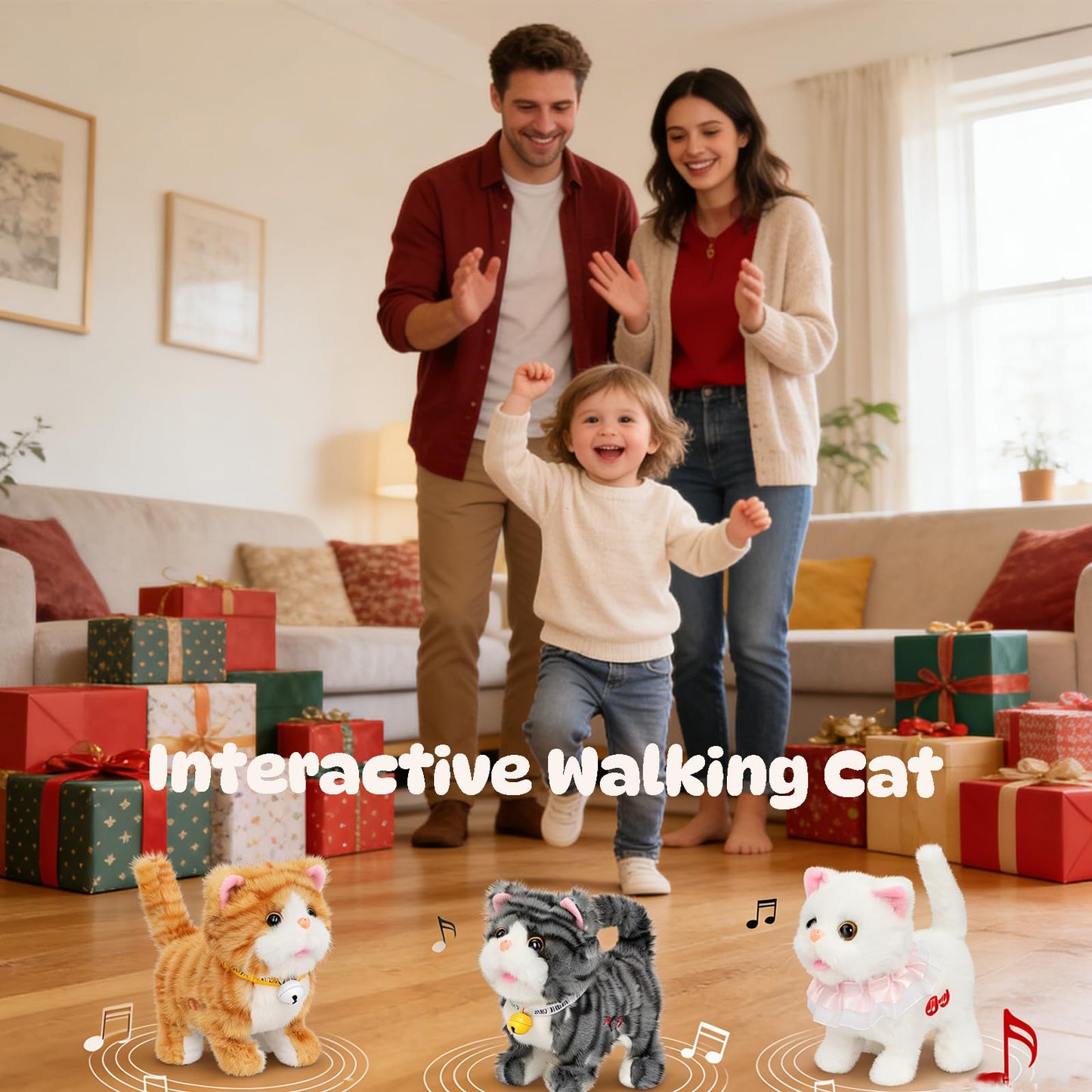 Easfan Walking Plush Kitty Toy – Interactive Singing, Walking & Repeating Plush