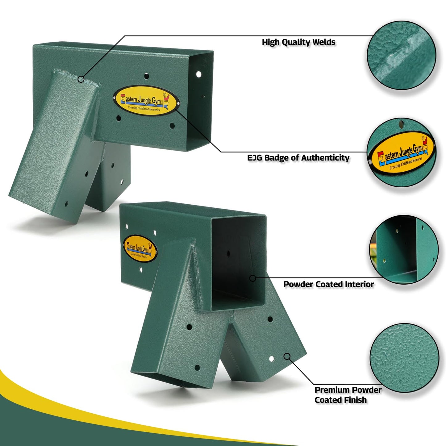 Eastern Jungle Gym Easy 1-2-3 A-Frame Brackets for Swing Set – All Hardware Included (Green)
