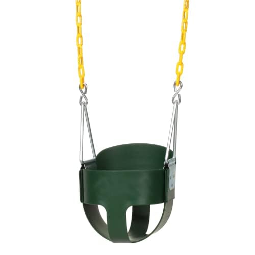 Eastern Jungle Gym Heavy-Duty High Back Full Bucket Toddler Swing Seat with Coated Chains – Fully Assembled (Green)