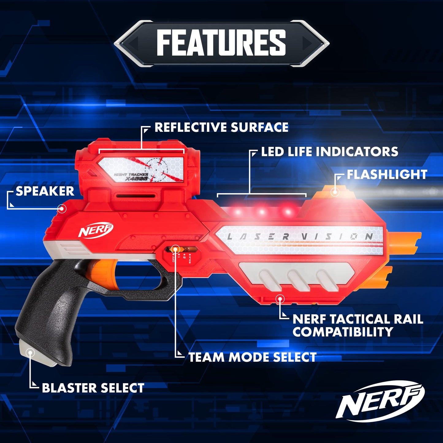 NERF Laser Vision 4-Player Laser Tag Game – See-In-The-Dark Blasters | EastPoint Sports