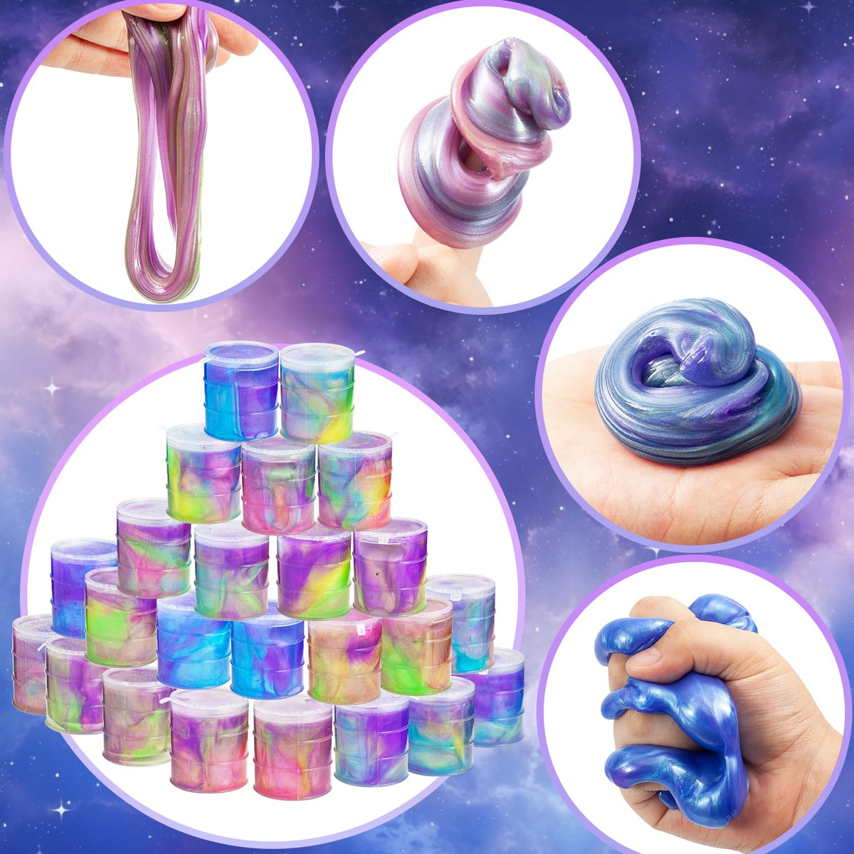 EASYCITY 48-Pack Galaxy Slime Set – Sensory Fidget Kit & Party Favors