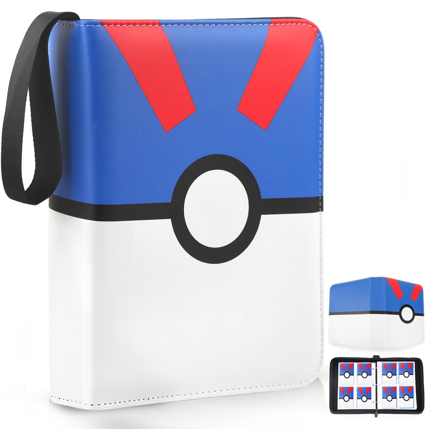EASYFUN 900-Pocket Card Binder with Removable 50 Sleeves — Portable Zippered Album for Trading Cards (Blue)