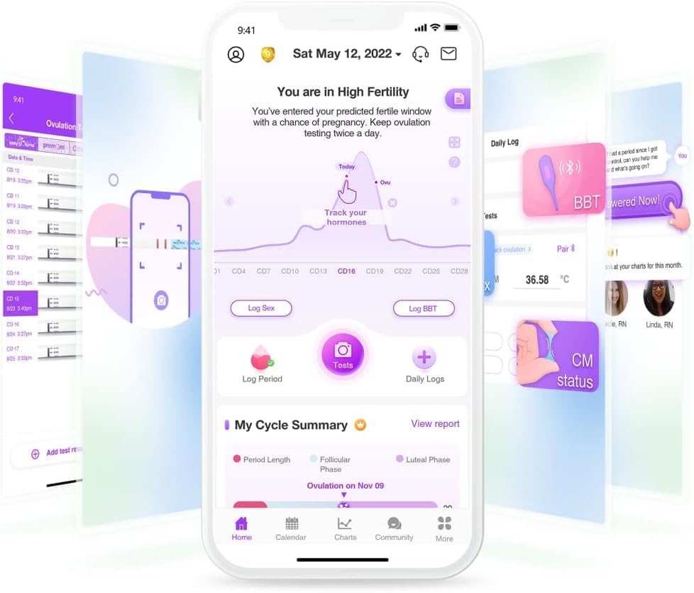 Easy@Home Ovulation & Pregnancy Test Kit – 40 LH Strips + 10 HCG Tests (Premom App)