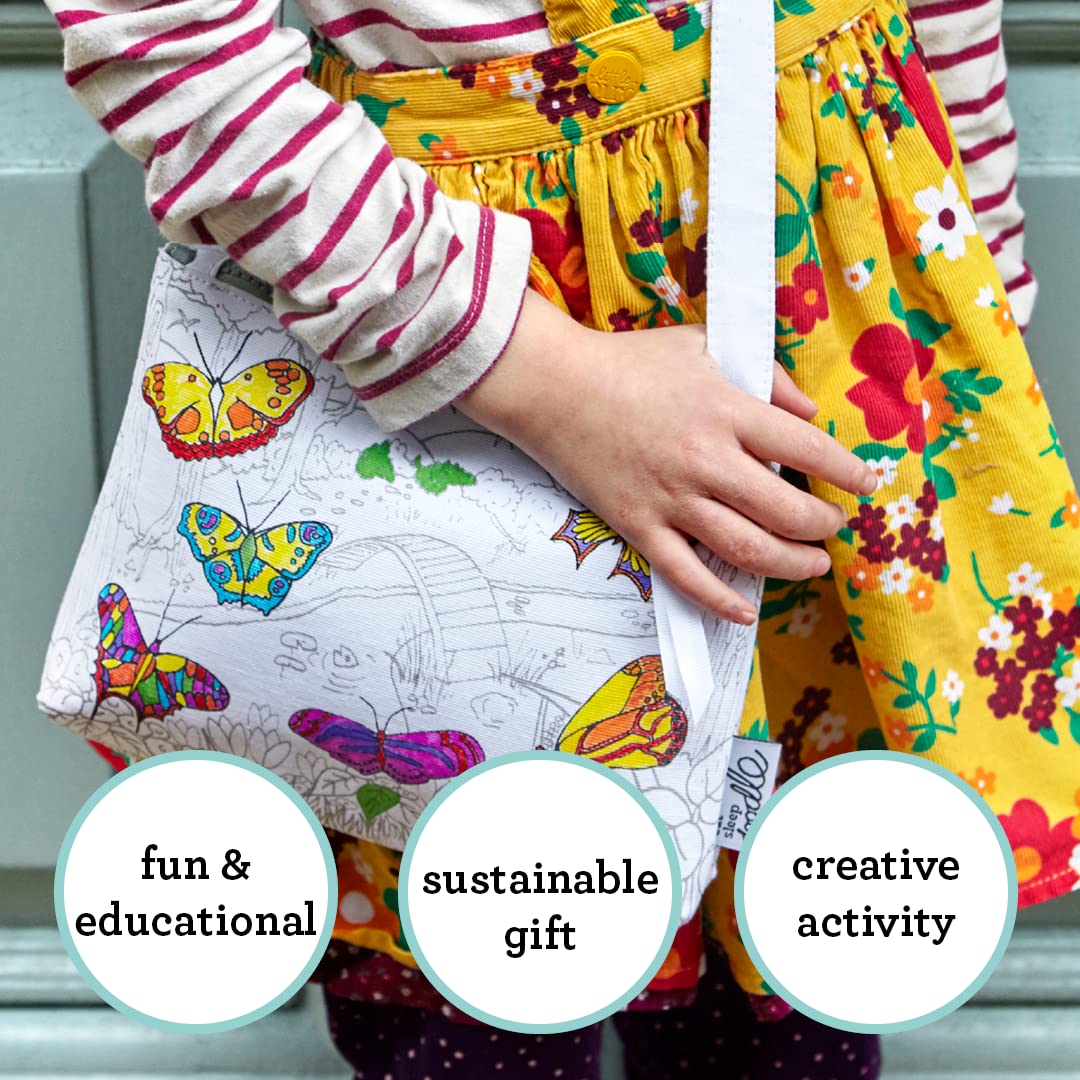eatsleepdoodle DIY Coloring Butterfly Crossbody Bag for Kids – Washable Markers Included