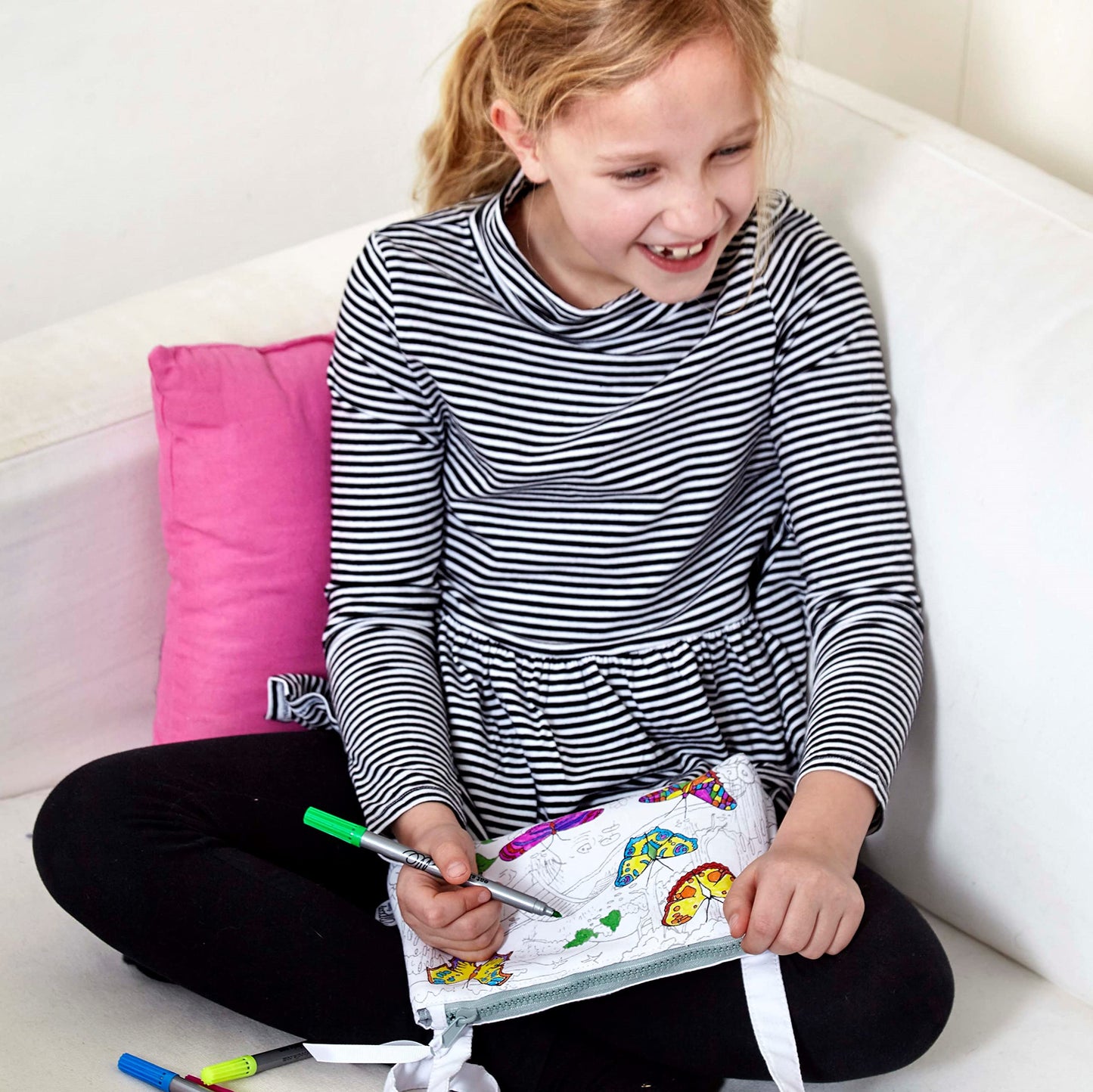 eatsleepdoodle DIY Coloring Butterfly Crossbody Bag for Kids – Washable Markers Included