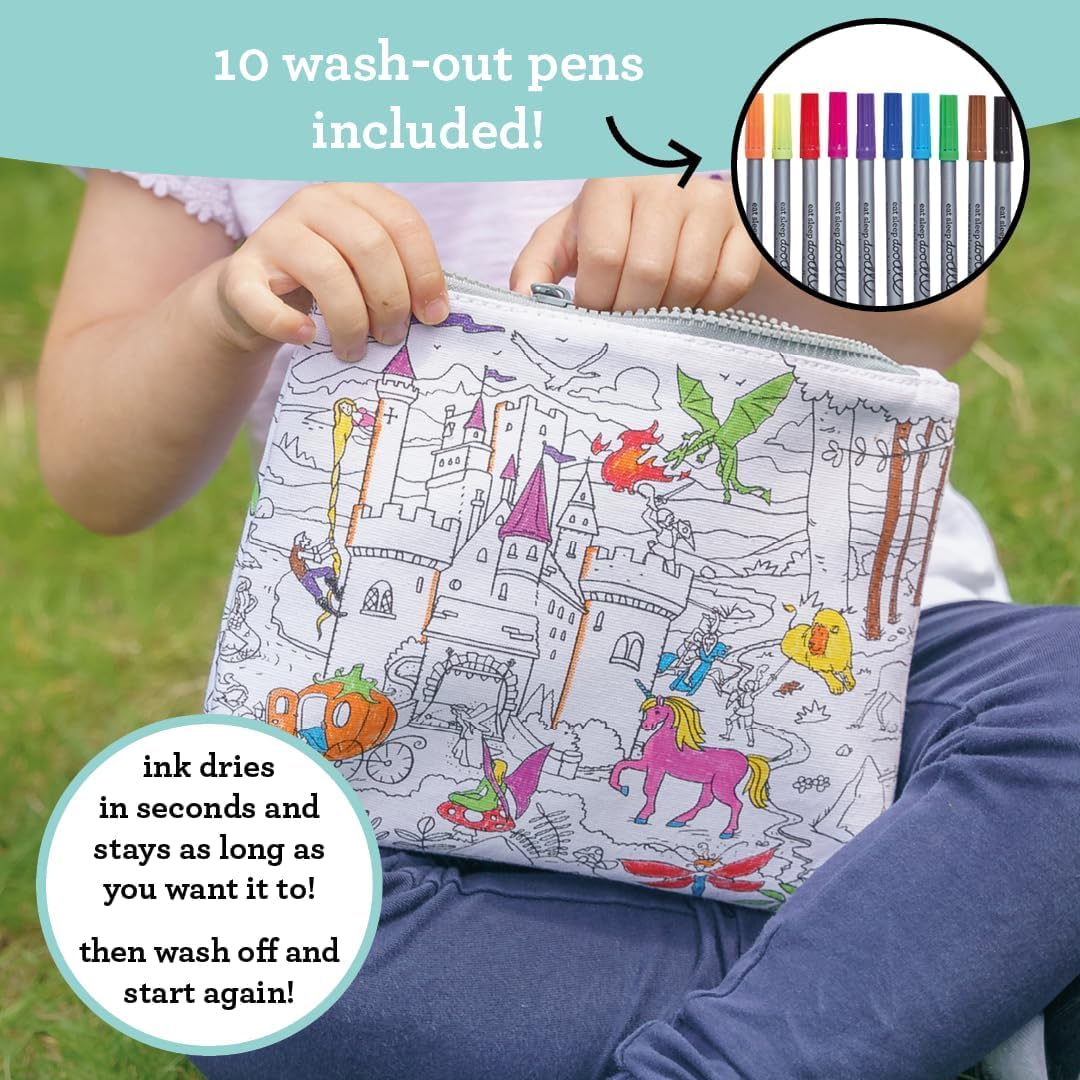 eatsleepdoodle DIY Coloring Crossbody Bag for Kids – Washable Markers & Reusable Wearable Art
