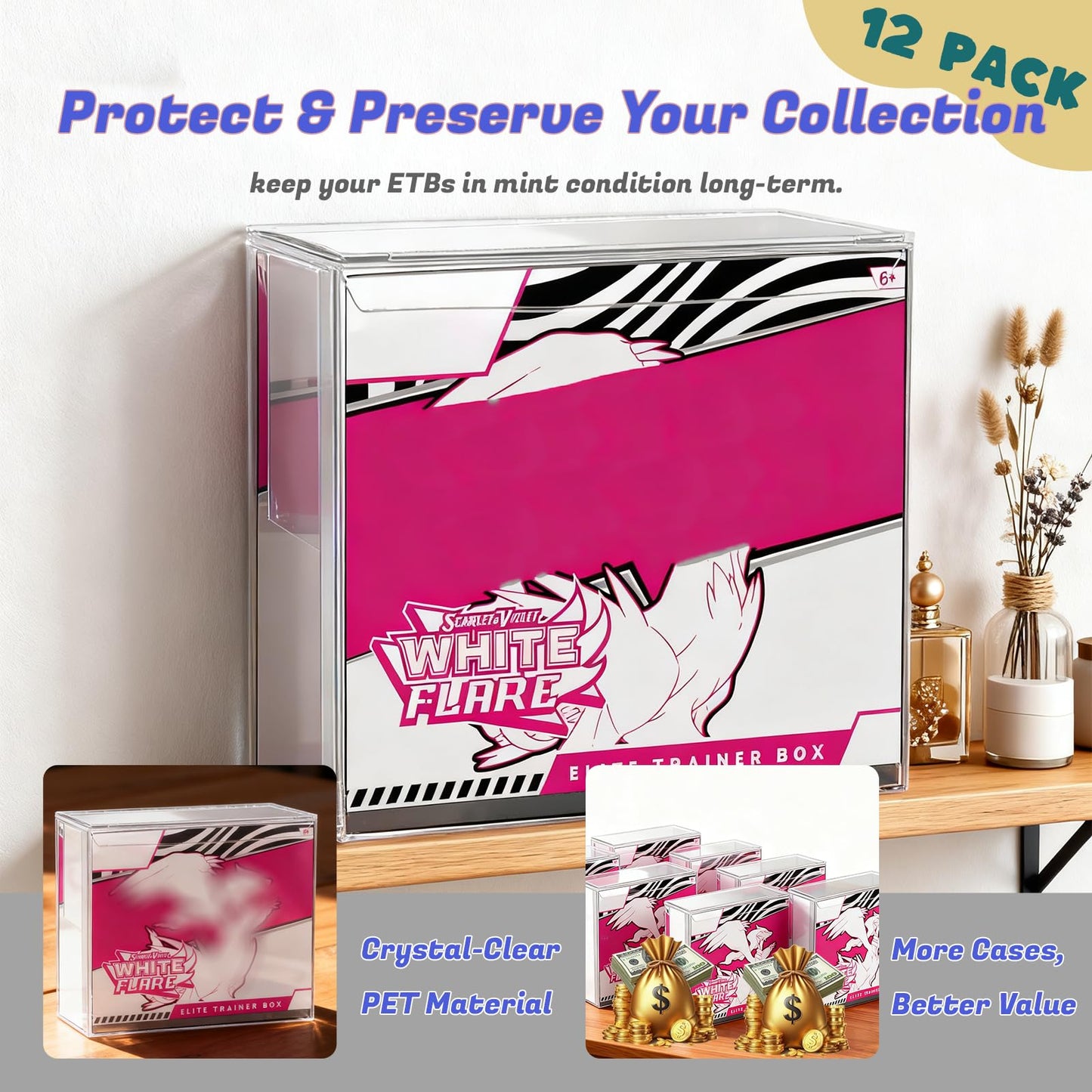 EAVAN PKMN ETB Protector Case – 12 Pack, 0.5mm Clear Elite Trainer Box Protector