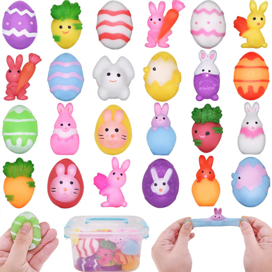 Eavotoy 24 PCS Easter Mochi Squishy Toys – Colorful Easter Kids Toys, Party Favors & Basket Stuffers
