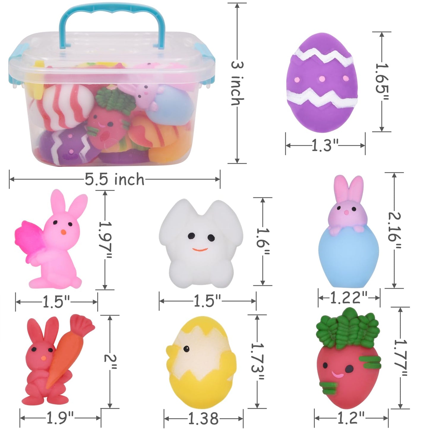 Eavotoy 24 PCS Easter Mochi Squishy Toys – Colorful Easter Kids Toys, Party Favors & Basket Stuffers