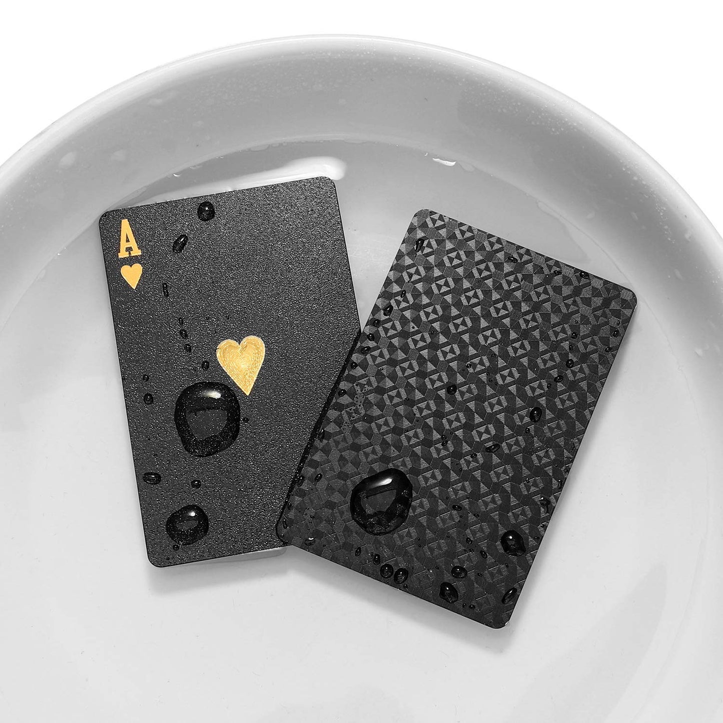 EAY Diamond Waterproof Black Playing Cards – 52+2 PVC Poker Deck
