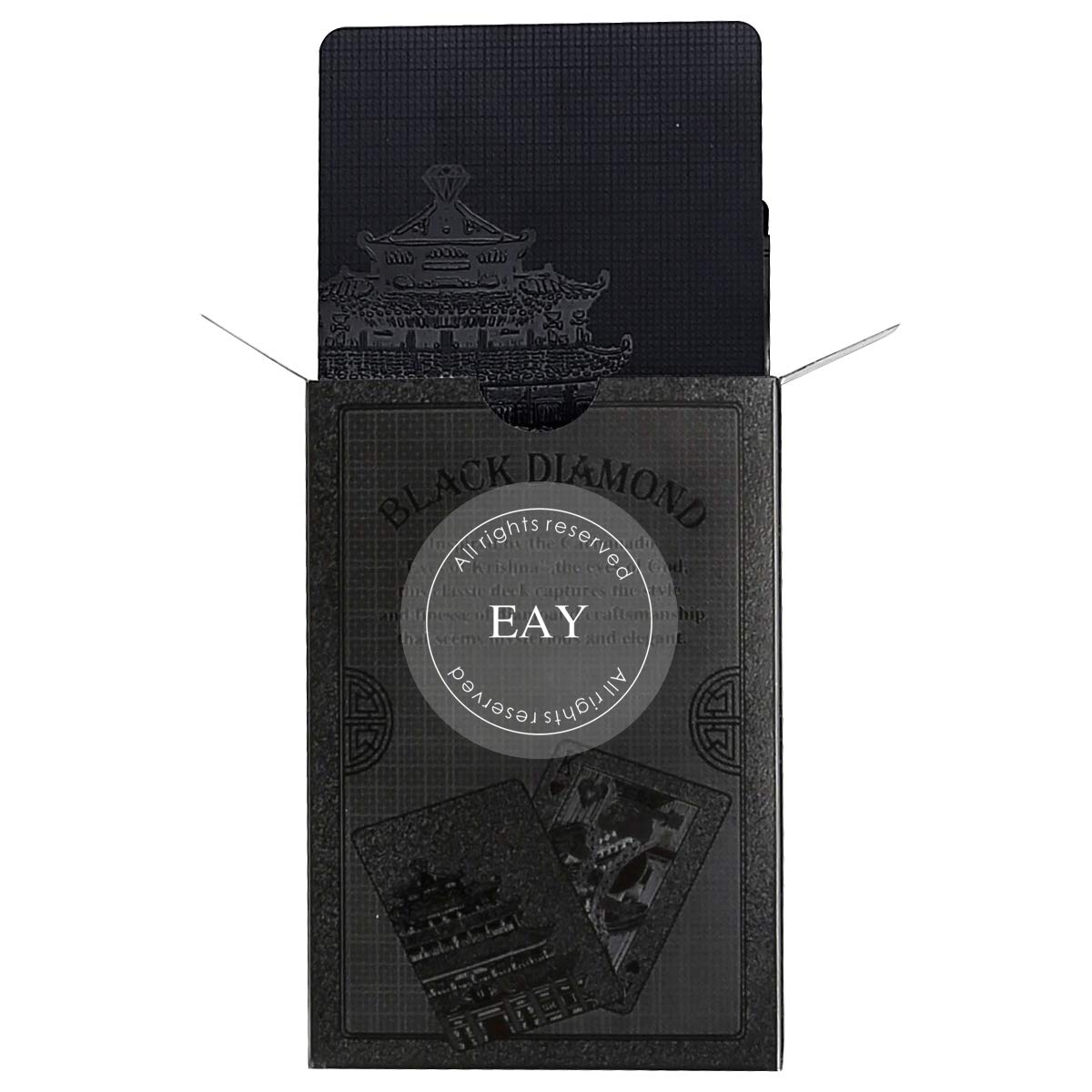 EAY Black PVC Playing Cards – 52+2 Deck, Waterproof & Durable