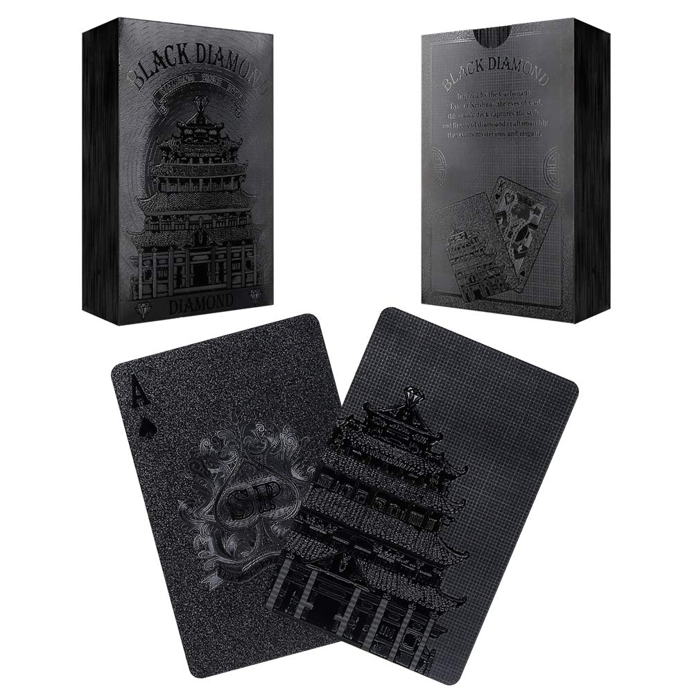 EAY Black PVC Playing Cards – 52+2 Deck, Waterproof & Durable