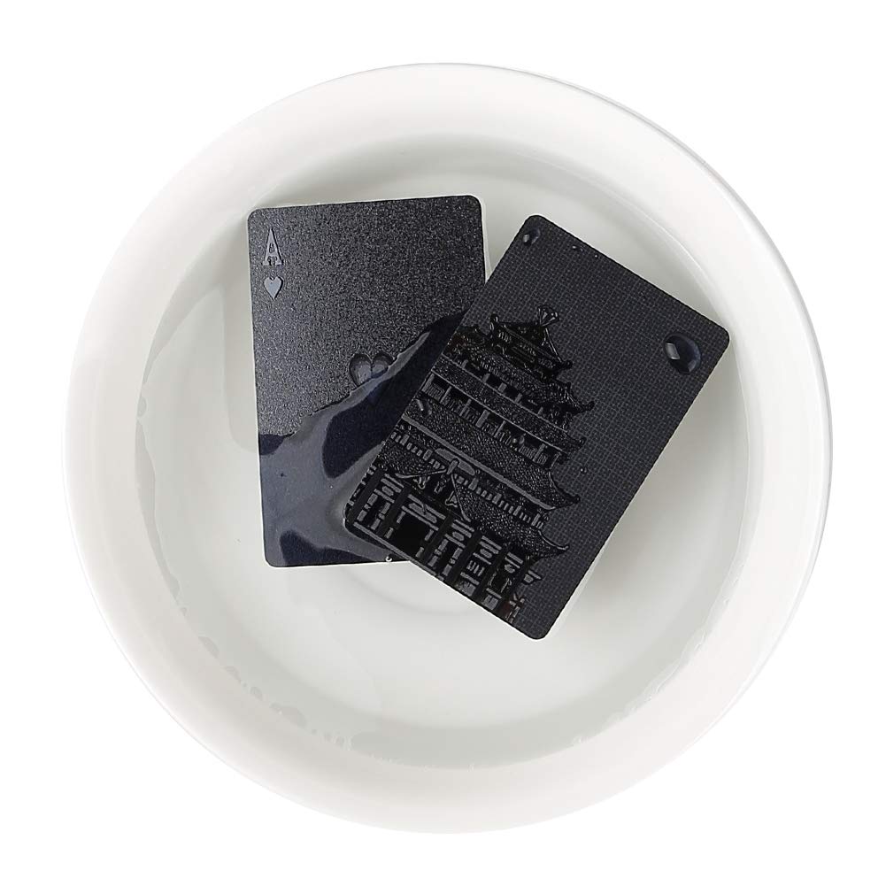 EAY Black PVC Playing Cards – 52+2 Deck, Waterproof & Durable