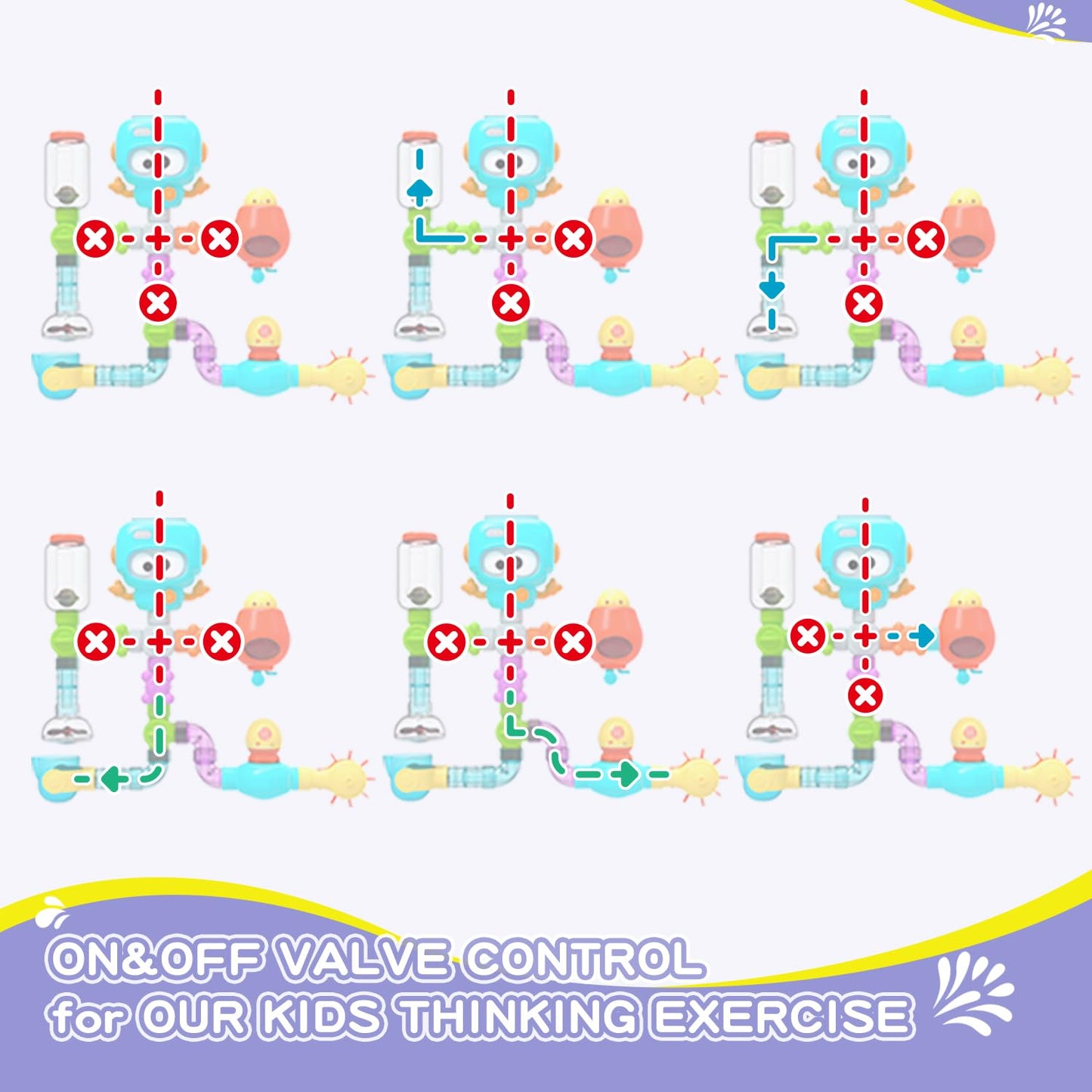 EazierWizter STEM Building Bath Toys for Kids 3-8 | DIY Water Pipe Assembly Kit with Suction Cups