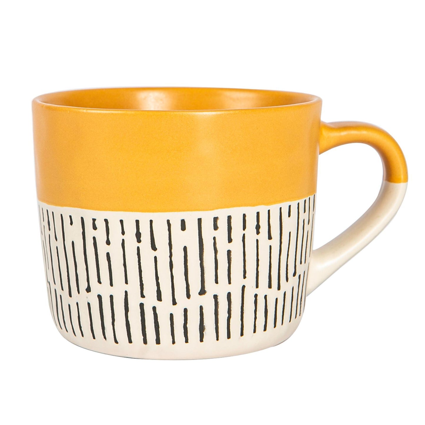 450ml Yellow Colour Block Dash Stoneware Coffee Mug