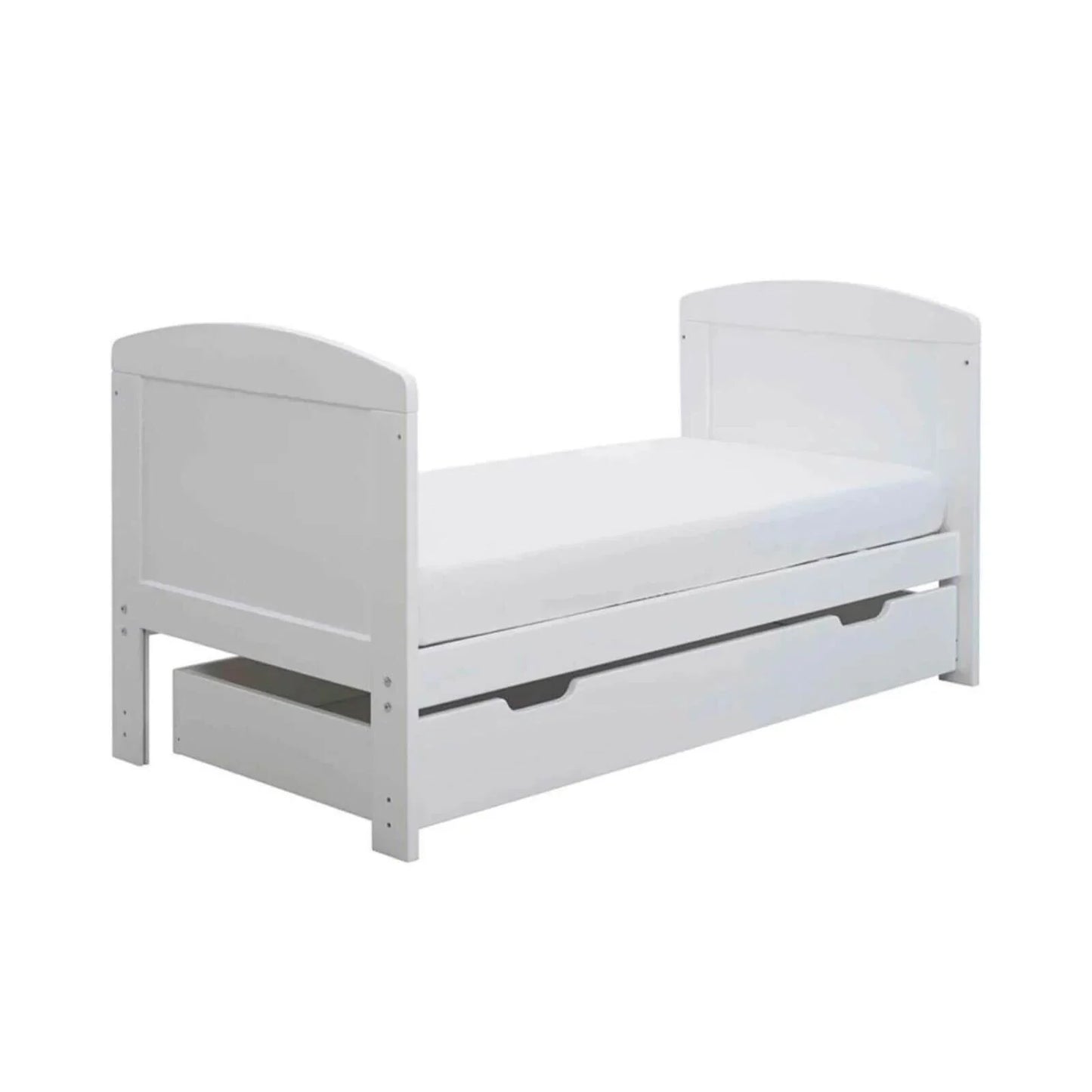 Ickle Bubba Coleby Mini Cot Bed & Under Drawer White - Premium Pocket Sprung Mattress