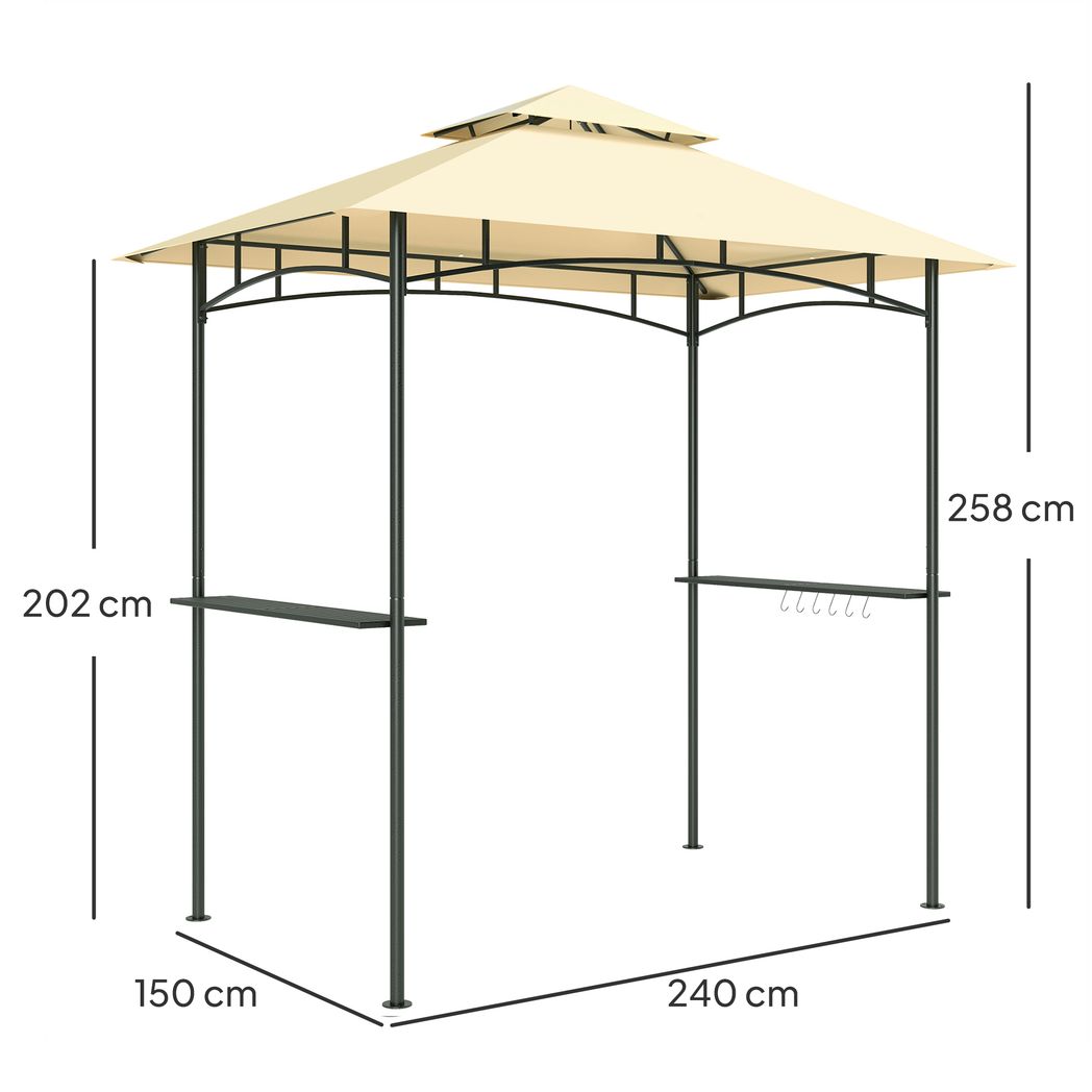 Outsunny 8' x 5' Grill Gazebo, Double Tiered Outdoor BBQ Shelter