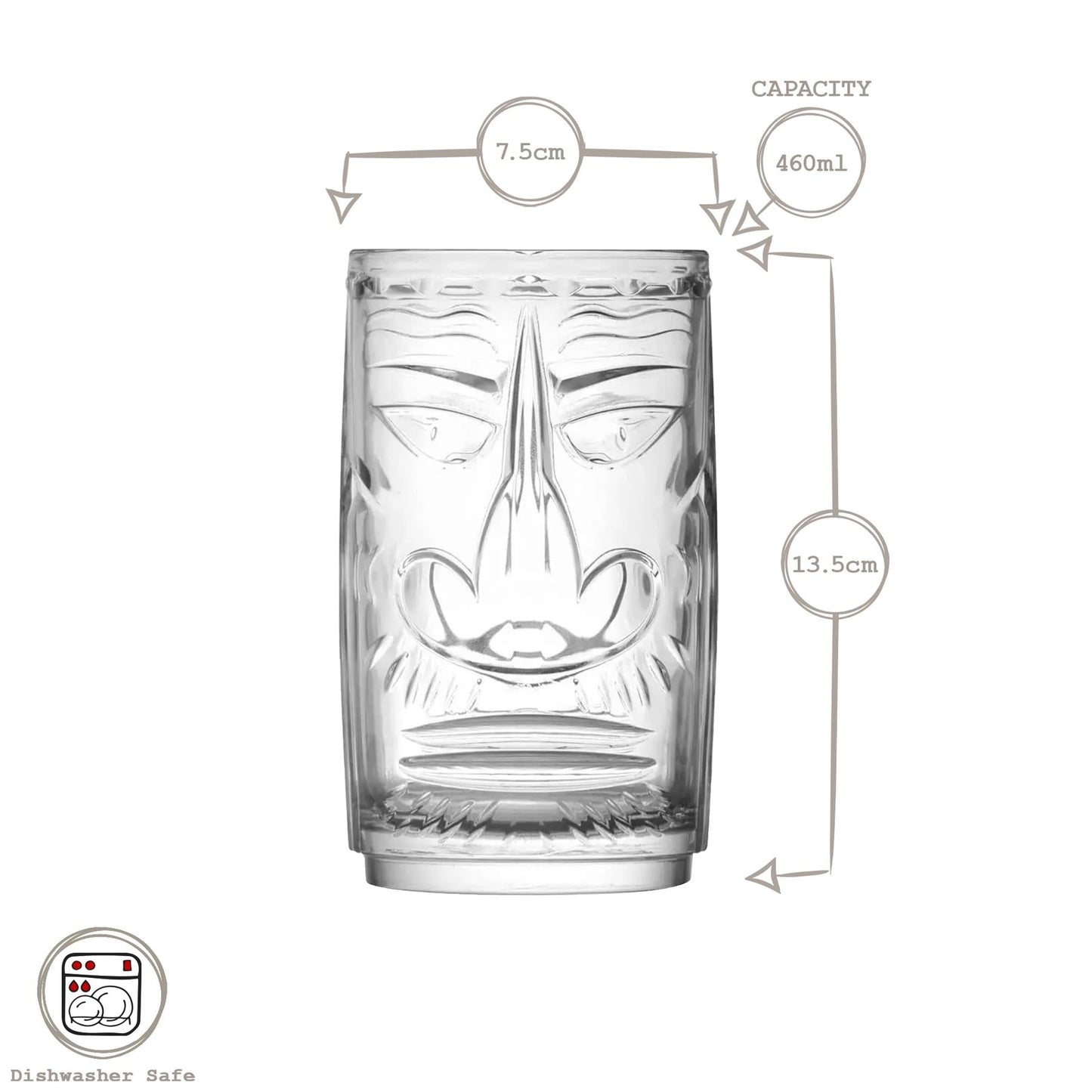 8 Piece Crystal 460ml Tiki Highball Glasses Set