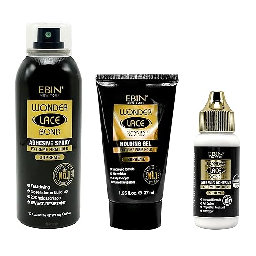 EBIN NEW YORK - WONDER LACE BOND - Extreme Firm Hold Supreme - Adhesive Spray / Holding Gel / Lace Wig Adhesive - Trio Deal
