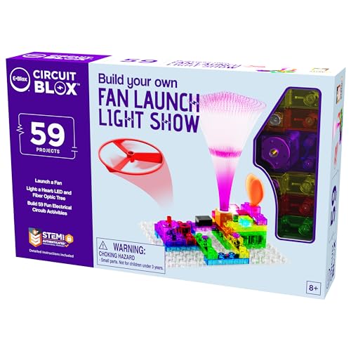 E-Blox Building Blocks STEM Circuit Kit – 59 Projects, Fan Launch Light Show (Ages 8+)