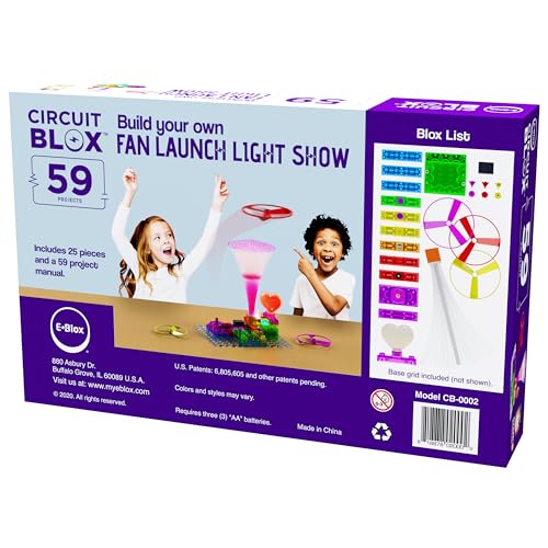 E-Blox Building Blocks STEM Circuit Kit – 59 Projects, Fan Launch Light Show (Ages 8+)