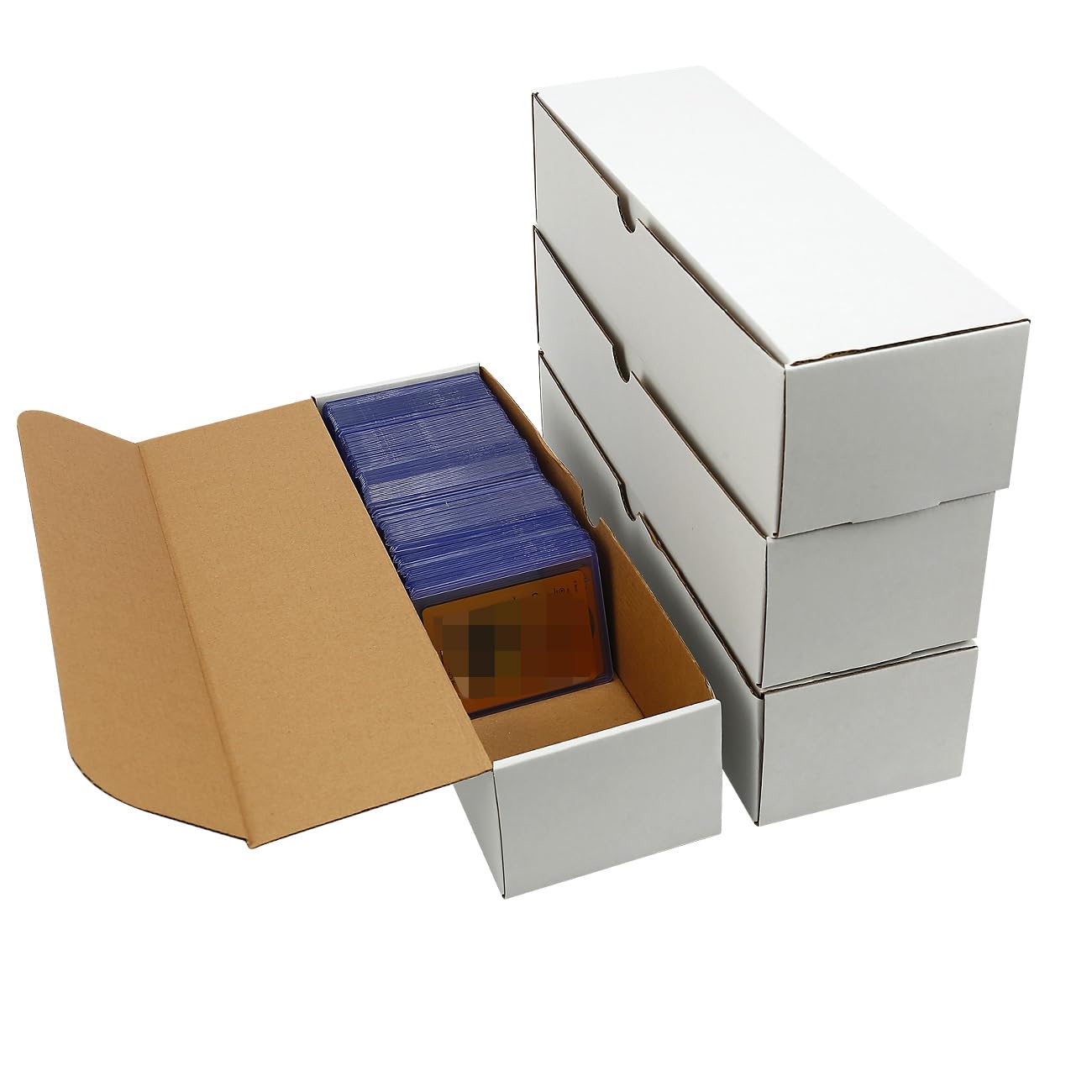 EBOAUSI 4-Pack Card Box – 3200-Count Trading Card Organizer for Toploaders & Sports Cards