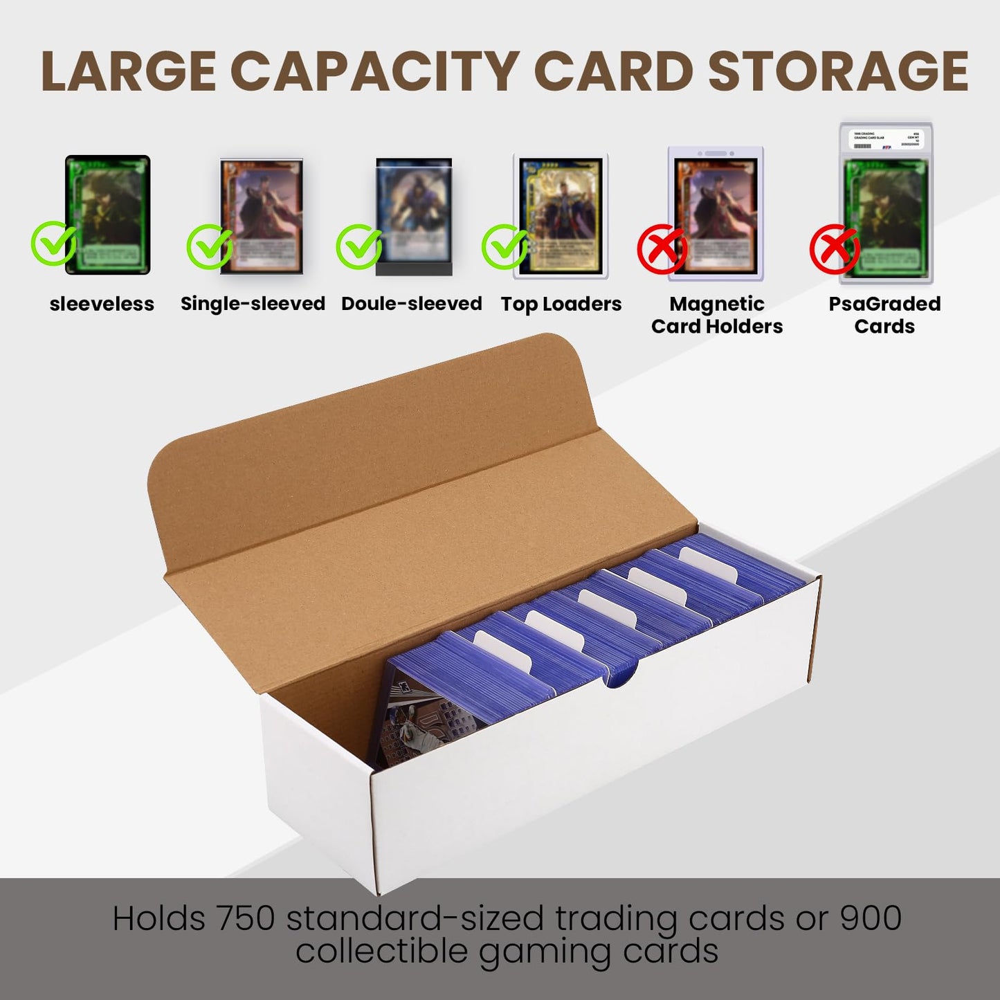 EBOAUSI Top Loader Box 4-Pack – 3200 Card Storage with 20 Dividers & Labels for Trading Cards