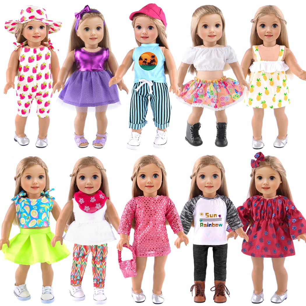 ebuddy 10 Sets for 18 Inch Dolls | Fashion Outfits & Accessories