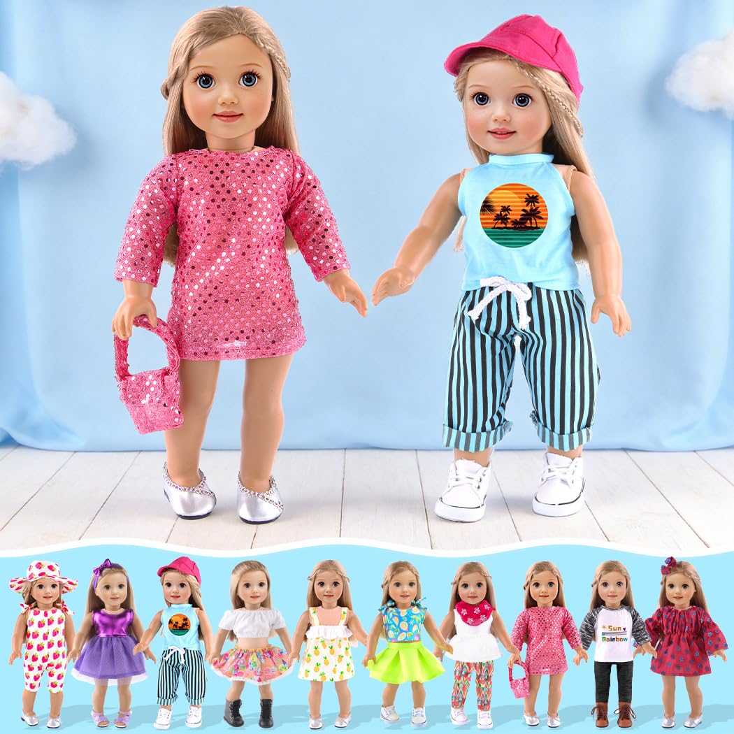 ebuddy 10 Sets for 18 Inch Dolls | Fashion Outfits & Accessories