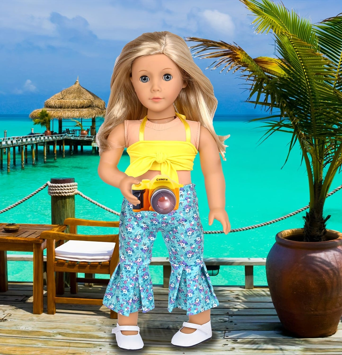 ebuddy 18-inch Doll Travel Suitcase Set with Outfit & Pretend Play Accessories | Fits 18-Inch Dolls