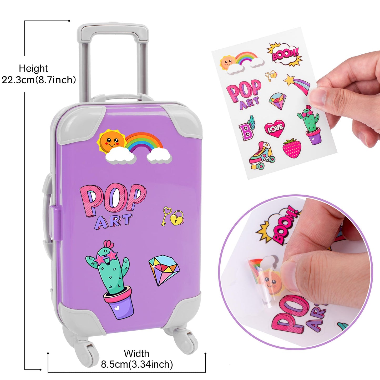 ebuddy 18 Inch Doll Clothes Travel Set with Dress, Coat, Suitcase & Accessories (No Doll Included)