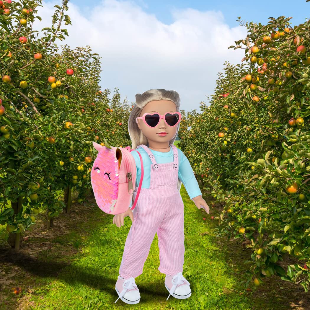 ebuddy 18-Inch Doll Clothes & Accessories — 8 Sets with Shoes, Backpack, Glasses, Camera & Pad