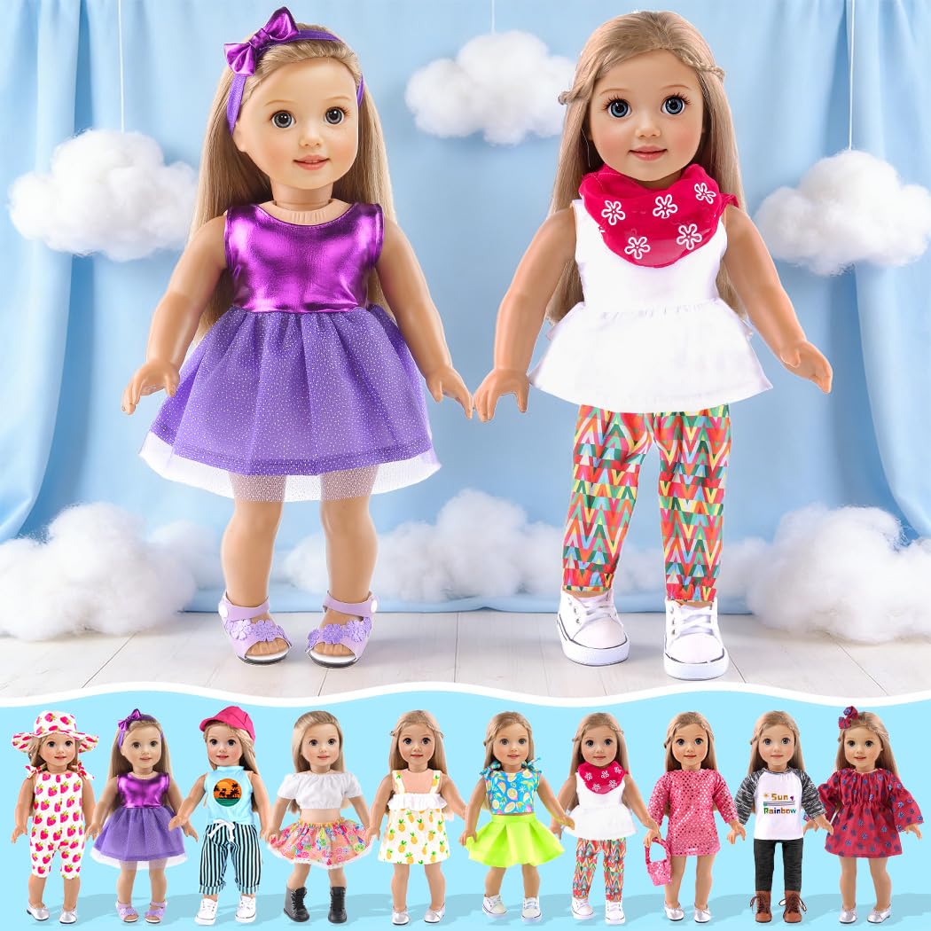 ebuddy 10 Sets for 18 Inch Dolls | Fashion Outfits & Accessories