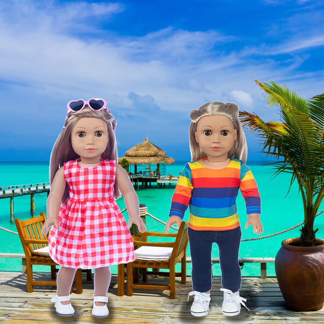 ebuddy 18-Inch Doll Clothes & Accessories — 8 Sets with Shoes, Backpack, Glasses, Camera & Pad