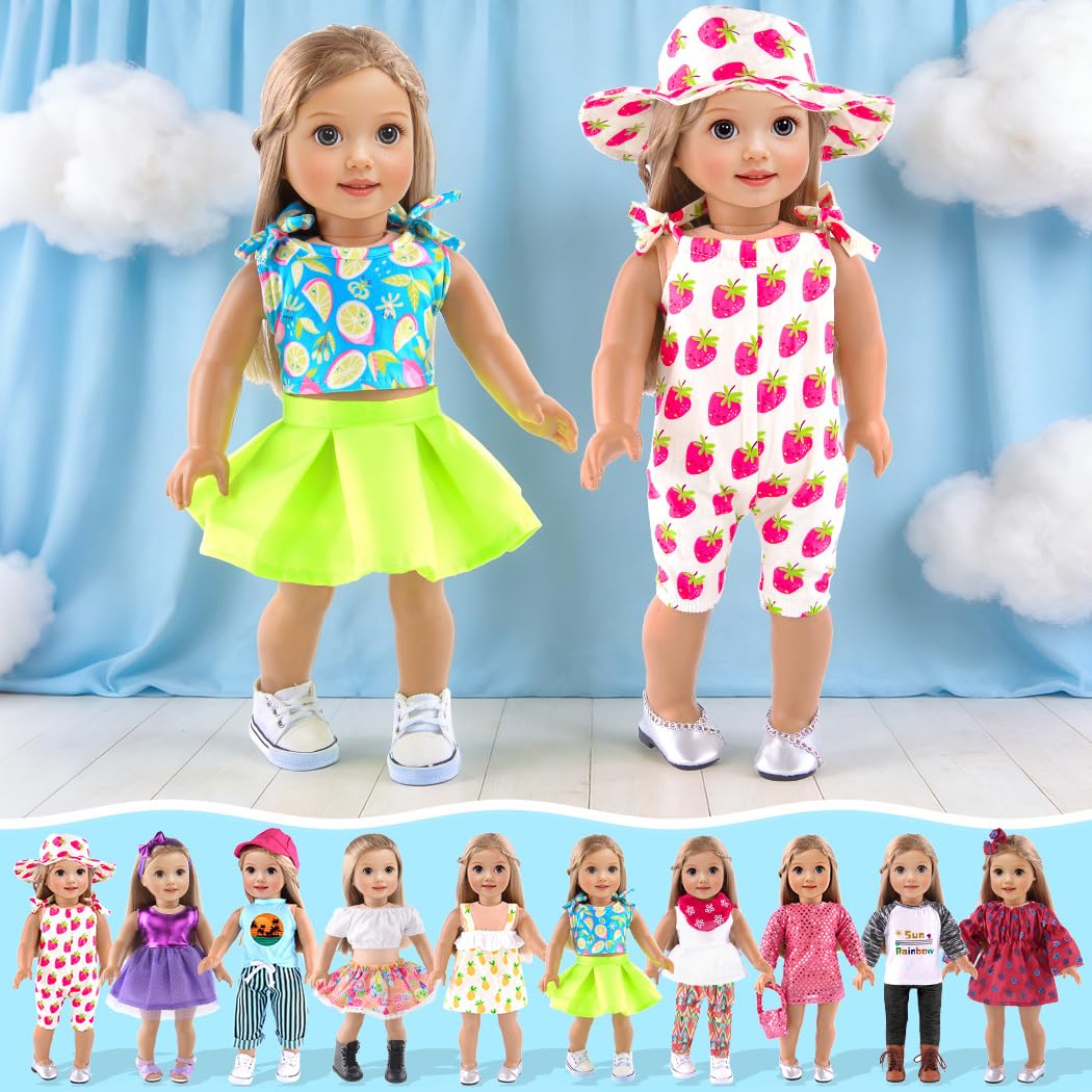 ebuddy 10 Sets for 18 Inch Dolls | Fashion Outfits & Accessories