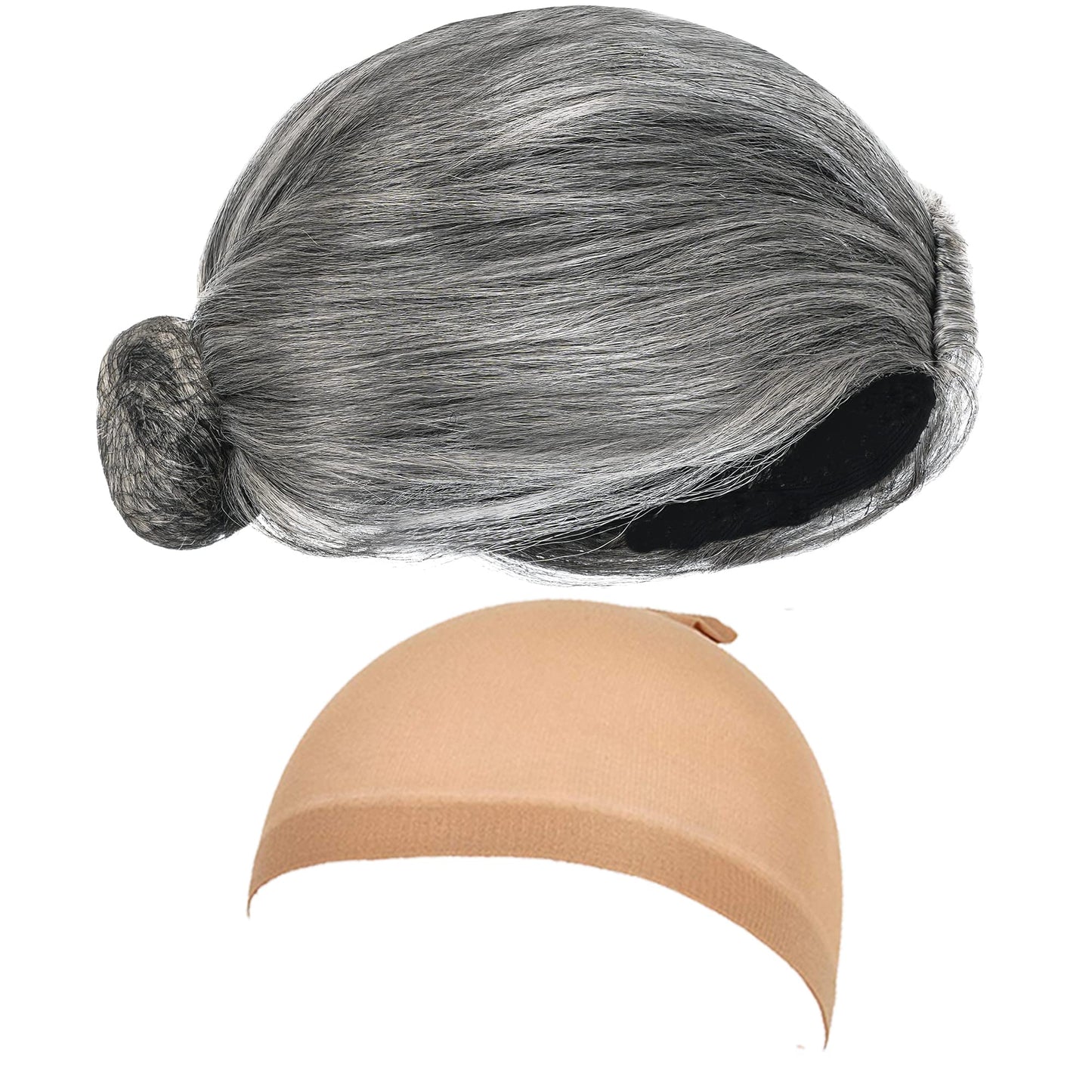 EBYTOP Old Lady Costume for Kids – 3-4 Years Granny Dress Up Set with Wig, Glasses, Cane & Accessories