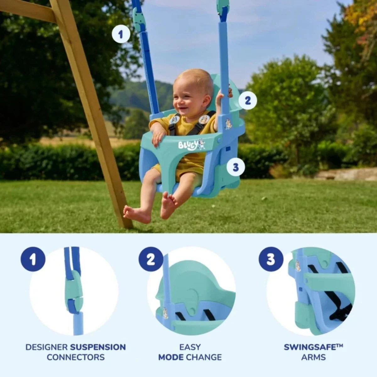 TP Forest Wooden Single Swing with Bluey Quadpod