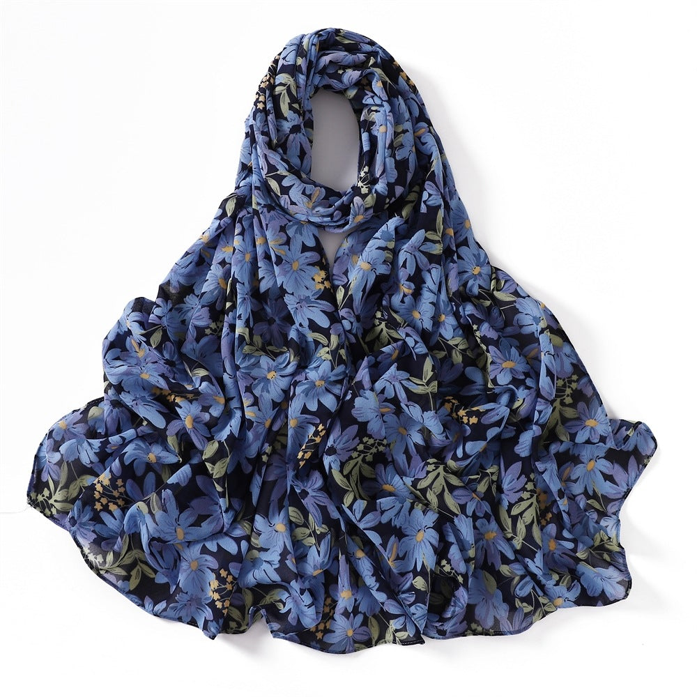 Versatile Chiffon Scarf - Lightweight Printed Shawl & Wrap